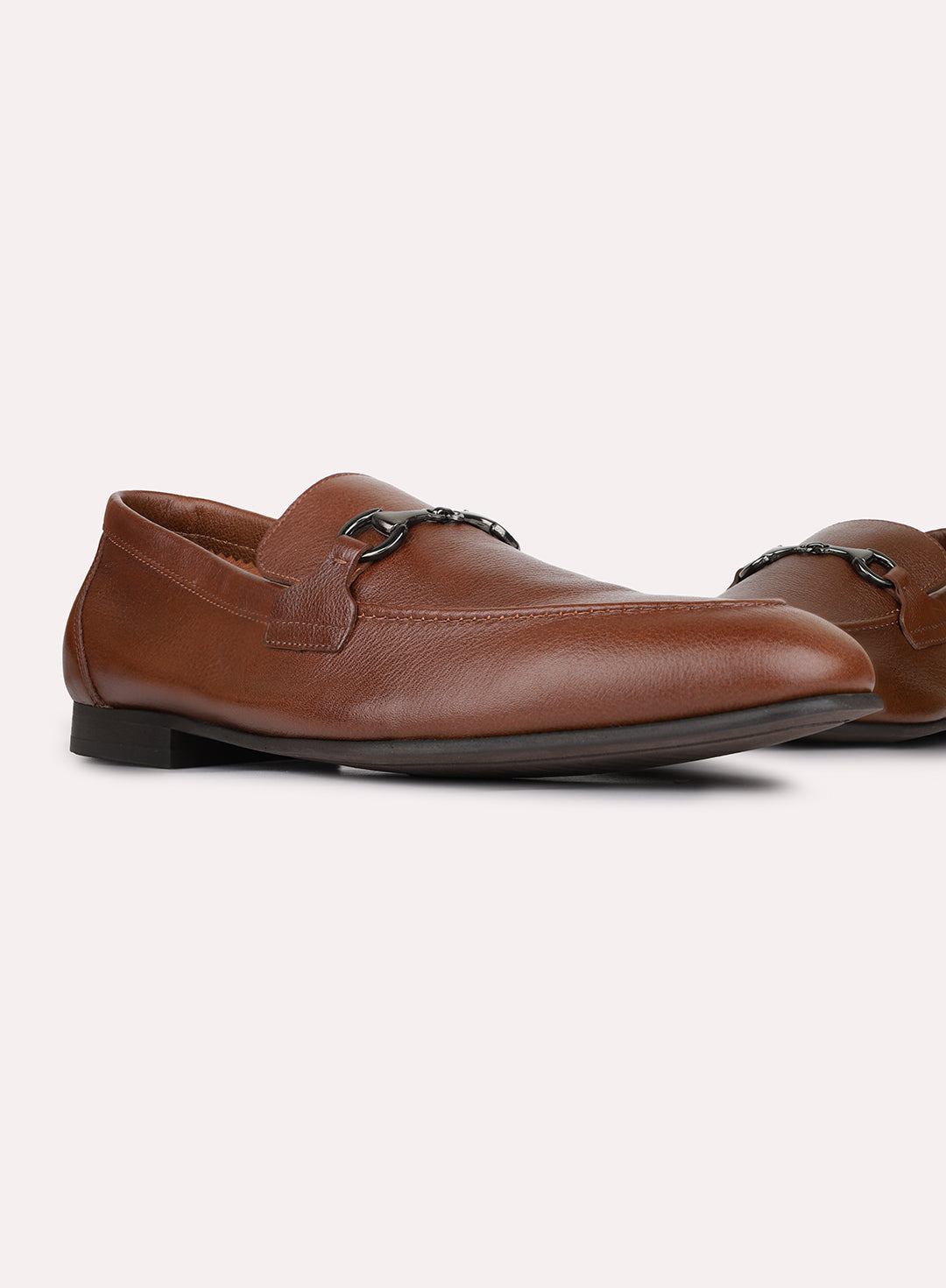 Mens Tan Formal Solid Pointed Toe Moccasin