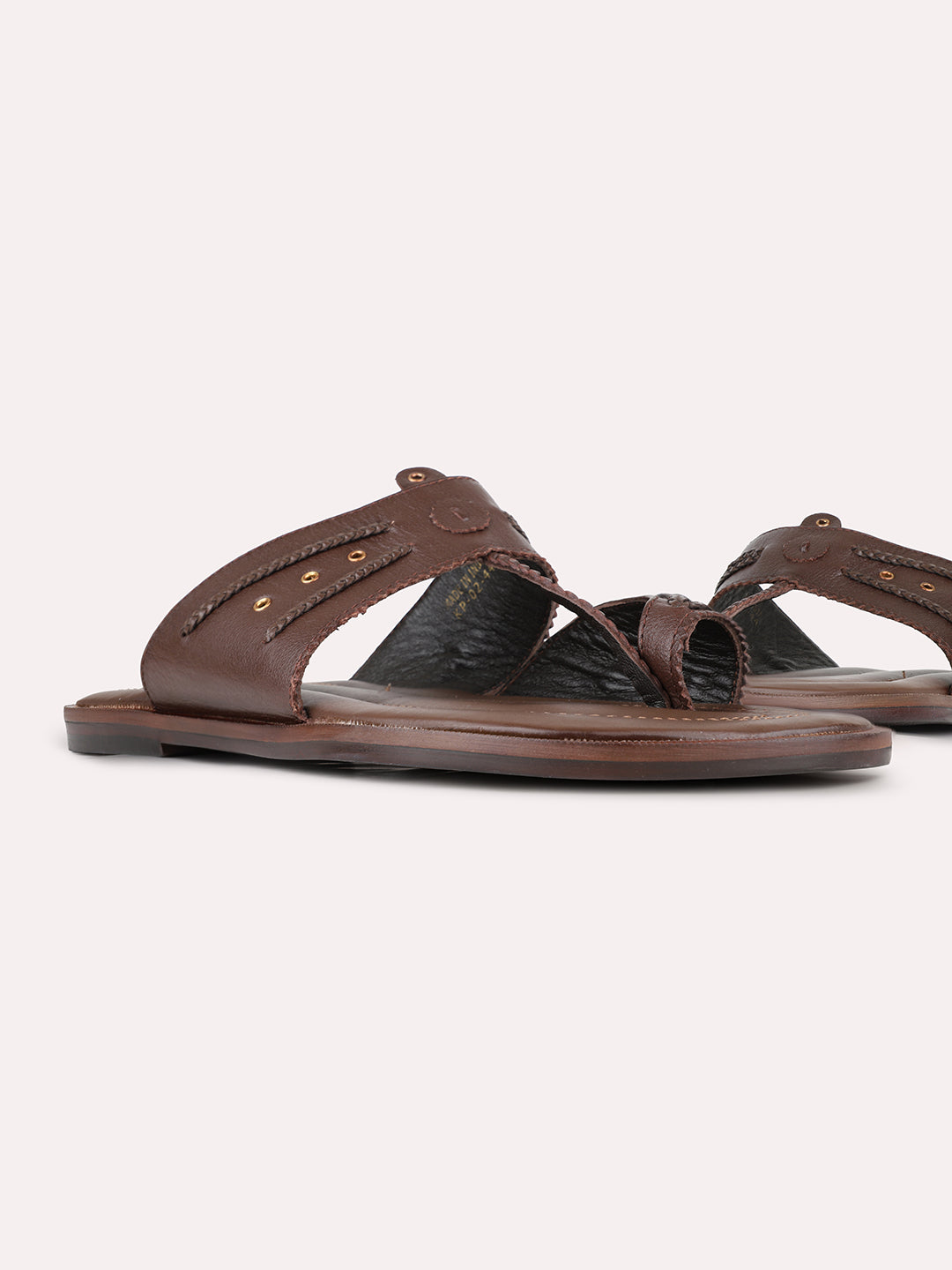 Mens Brown Casual Solid One Toe Slip-On Flats
