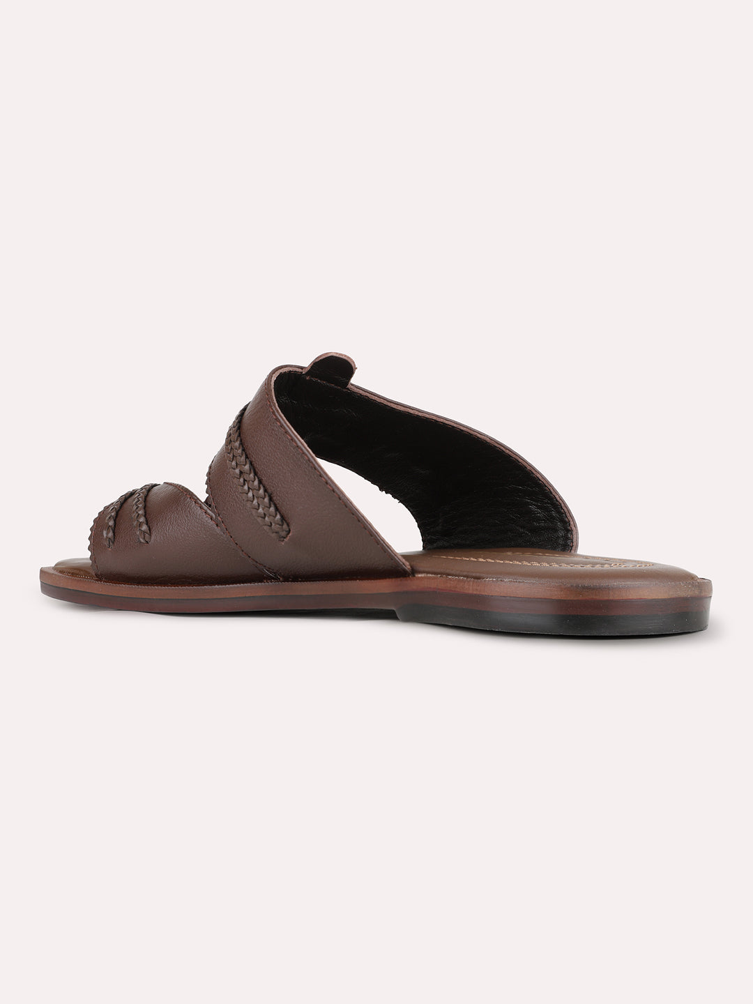 Mens Brown Casual Solid One Toe Slip-On Flats