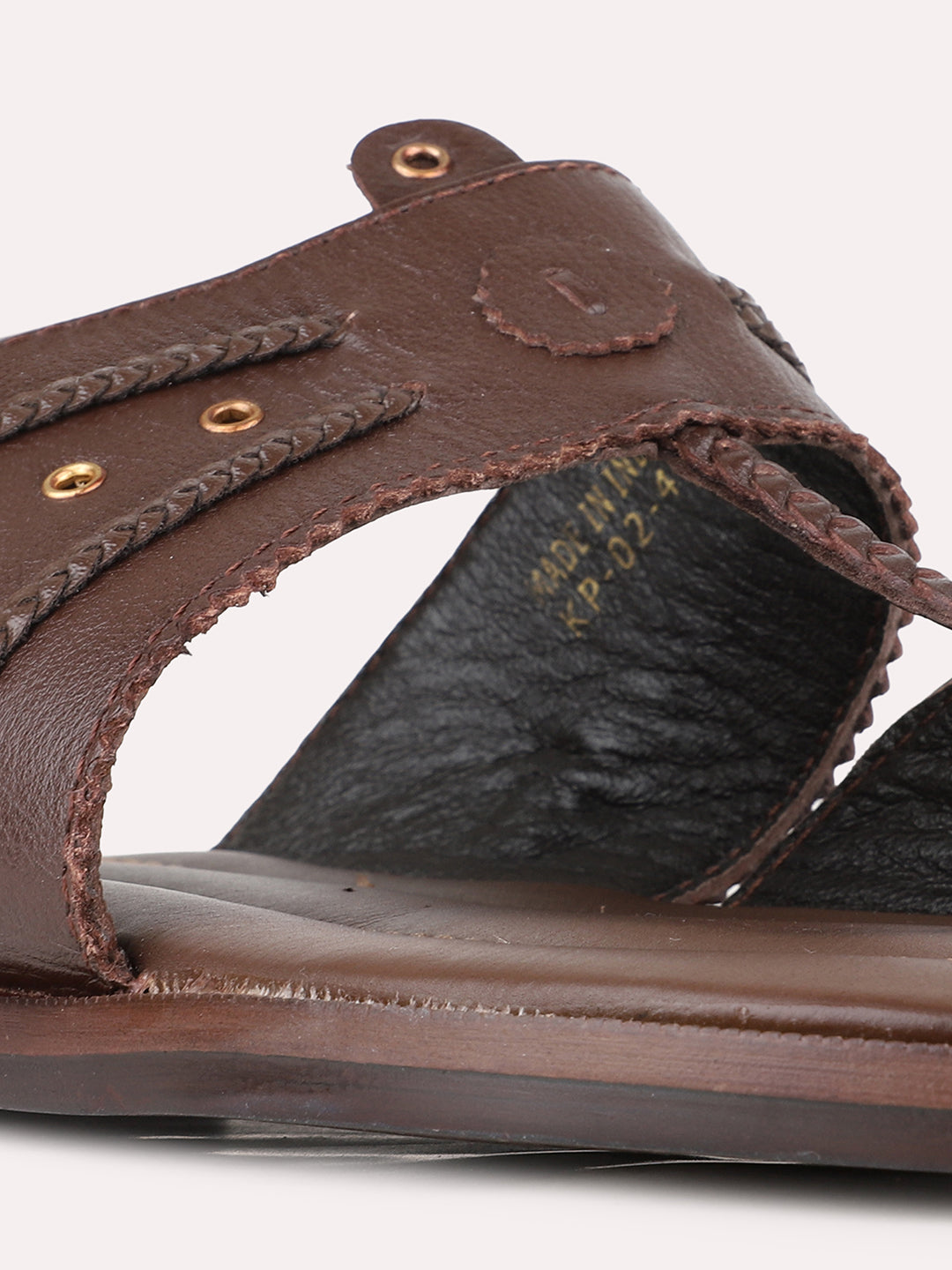 Mens Brown Casual Solid One Toe Slip-On Flats