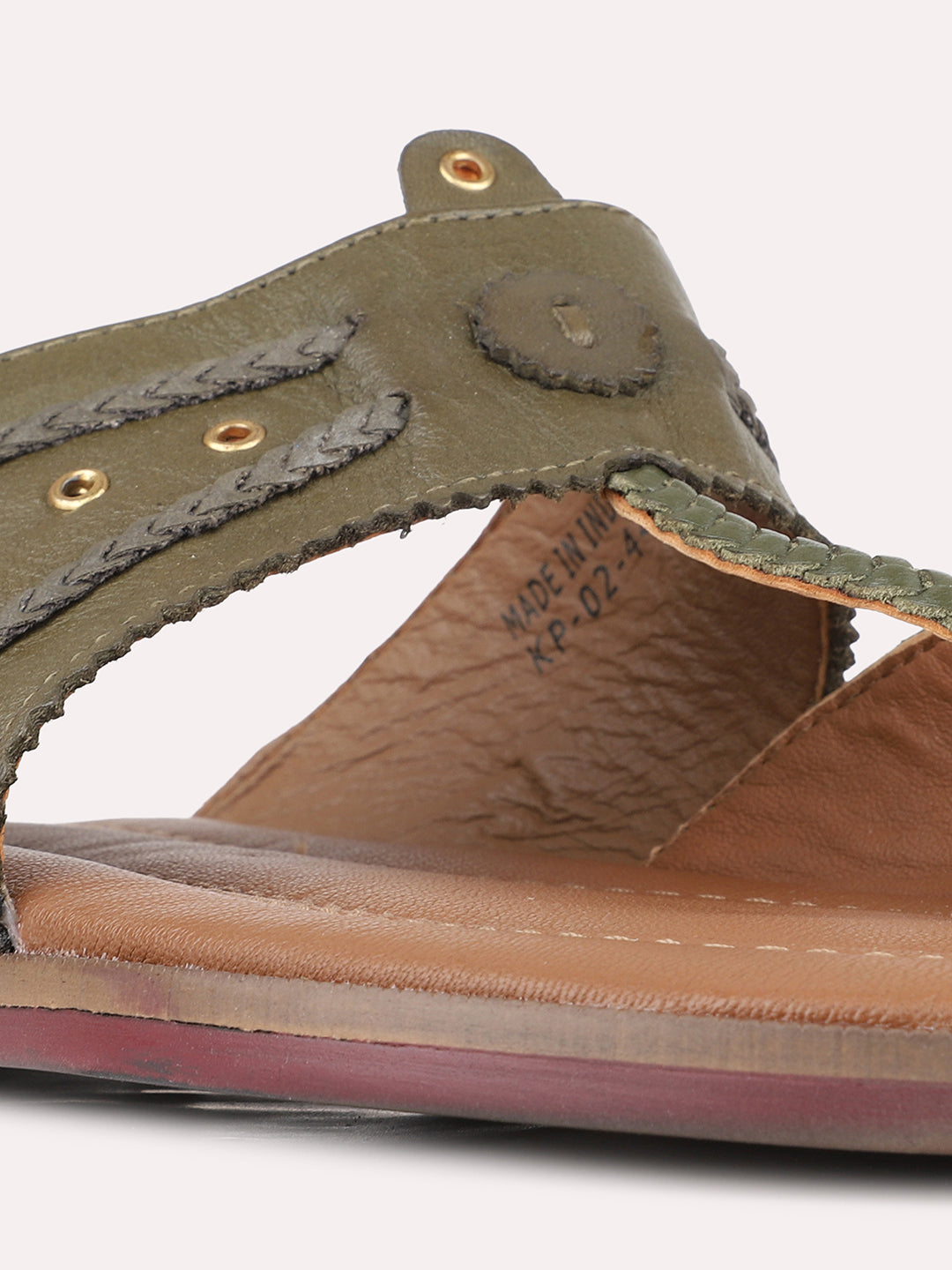 Mens Olive Casual Solid Round Toe Slip-On Flats