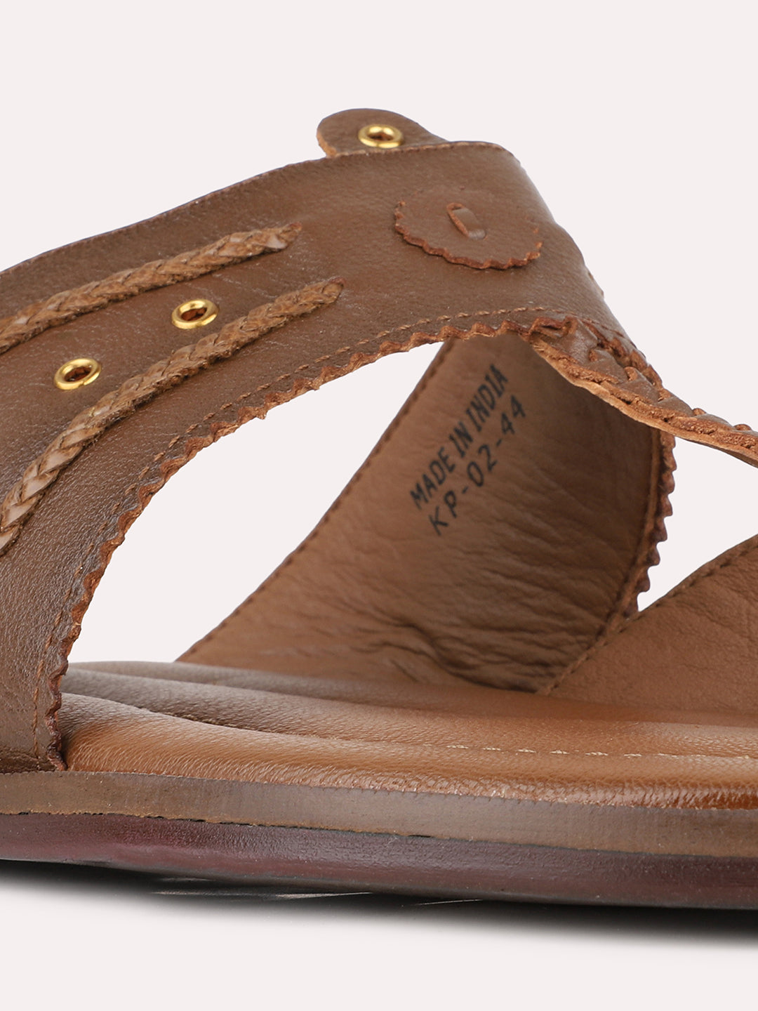 Mens Tan Casual Solid One Toe Slip-On Flats