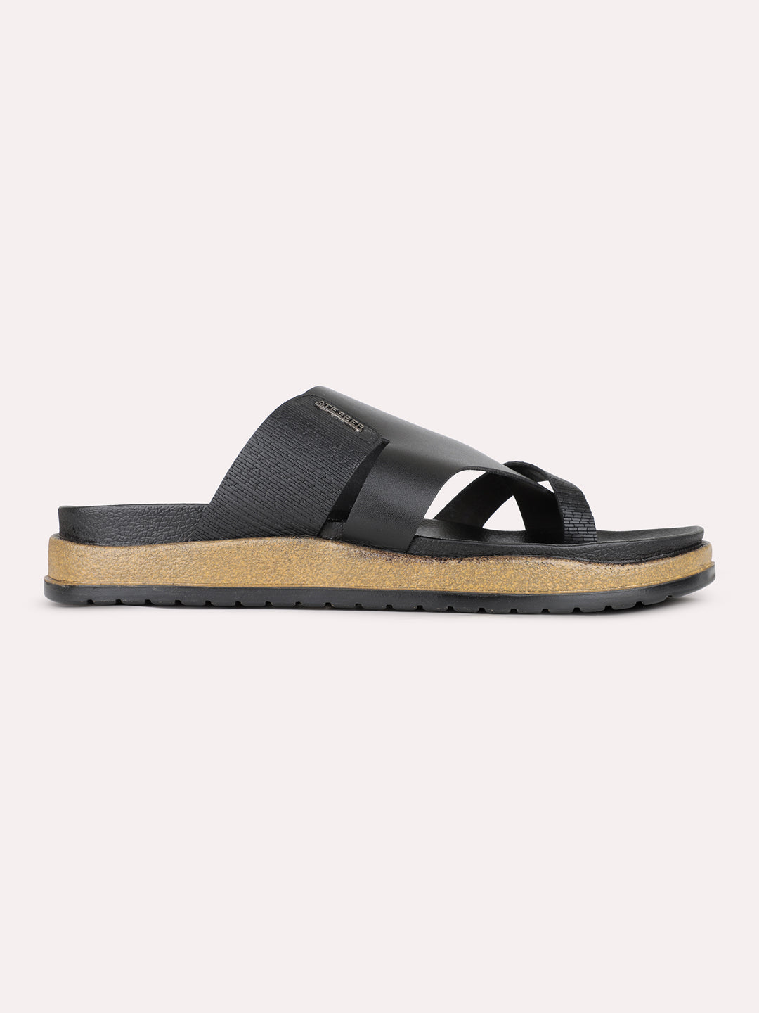 Mens Black Casual Striped One Toe Slip-On Flats
