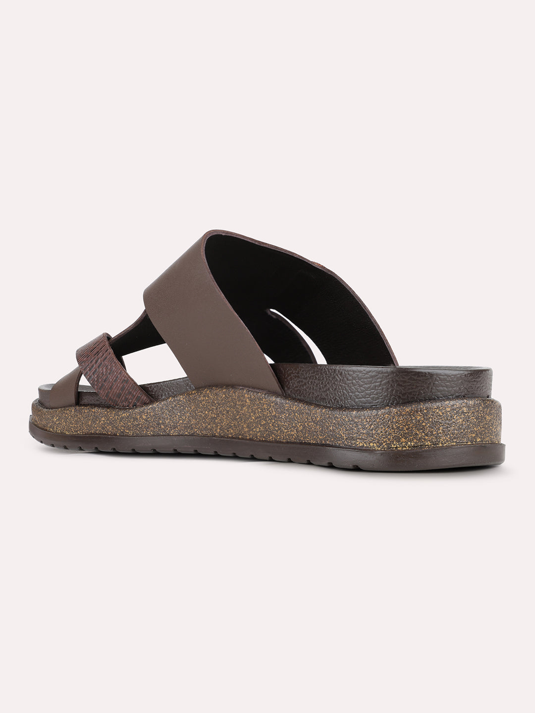 Mens Brown Casual Striped One Toe Slip-On Flats