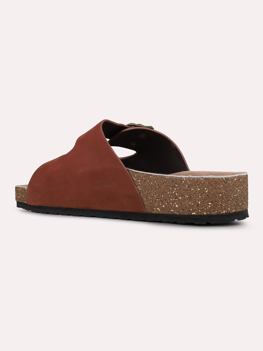 Mens Brown Casual Solid Open Toe Slip-On Flats