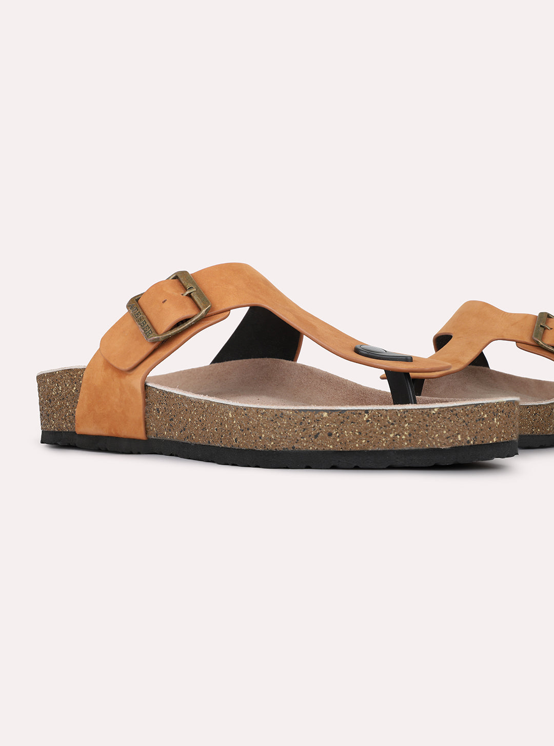 Mens Tan Casual Solid Round Toe Slip-On Flats