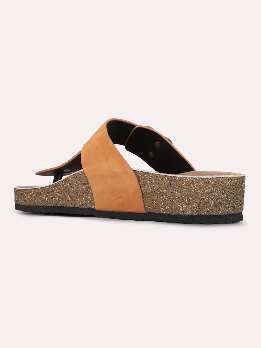 Mens Tan Casual Solid Round Toe Slip-On Flats