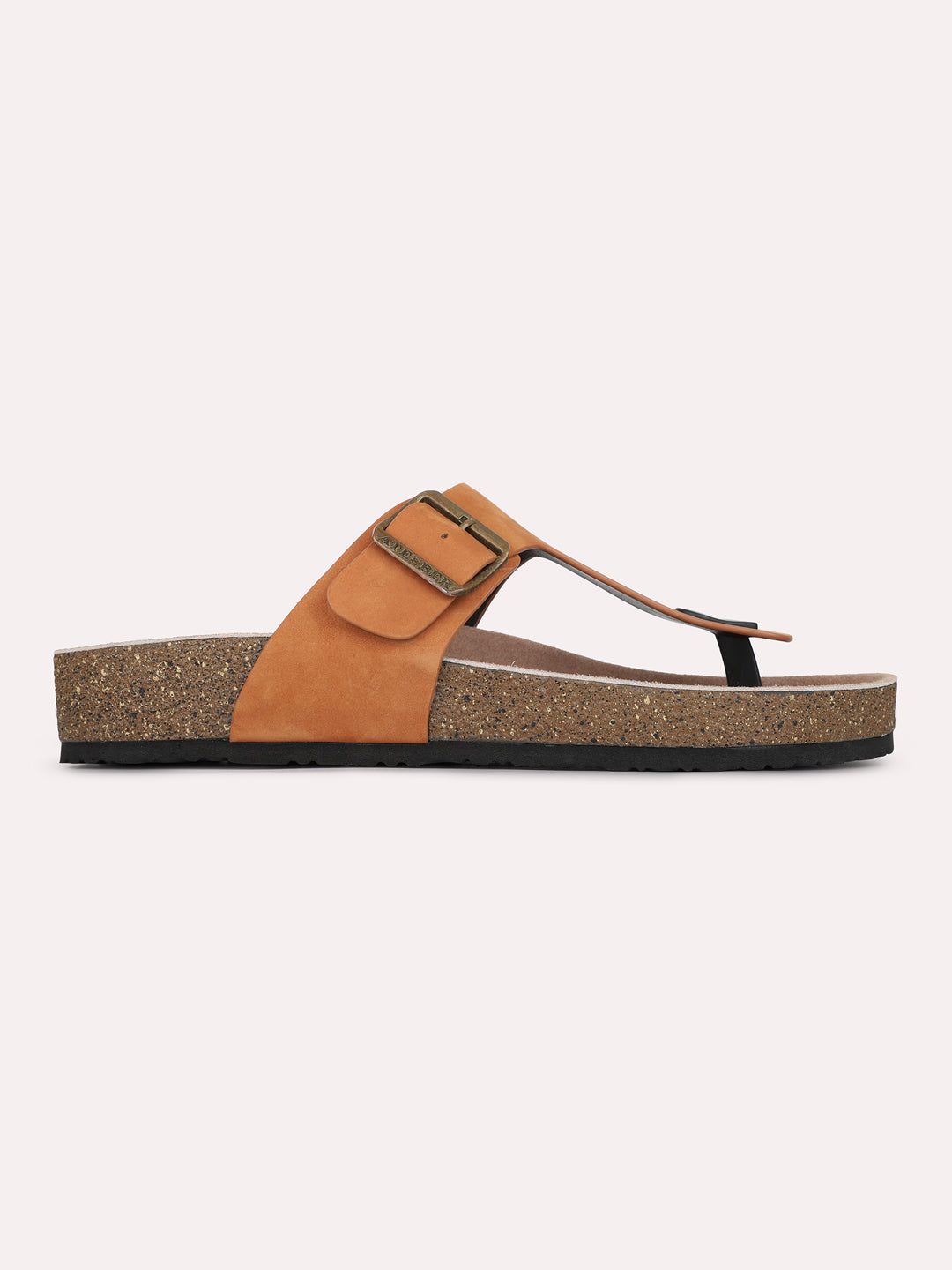 Mens Tan Casual Solid Round Toe Slip-On Flats