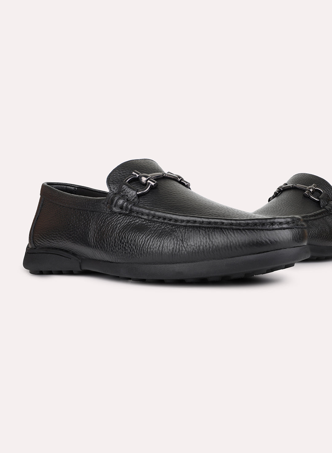 Mens Black Casual Solid Square Toe Loafers