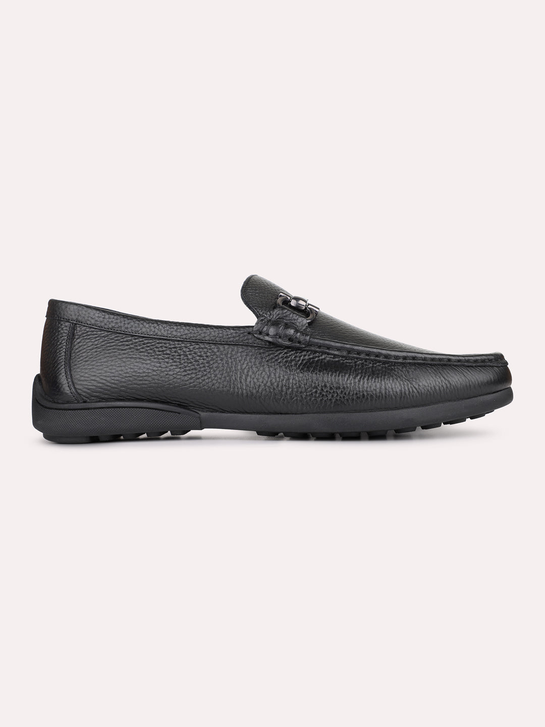 Mens Black Casual Solid Square Toe Loafers