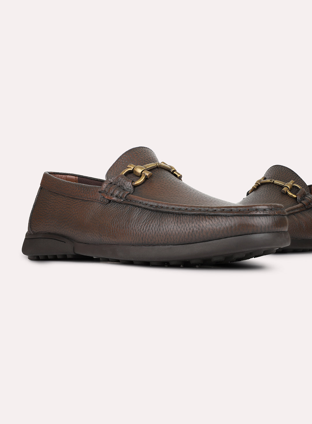 Mens Brown Casual Solid Square Toe Loafers