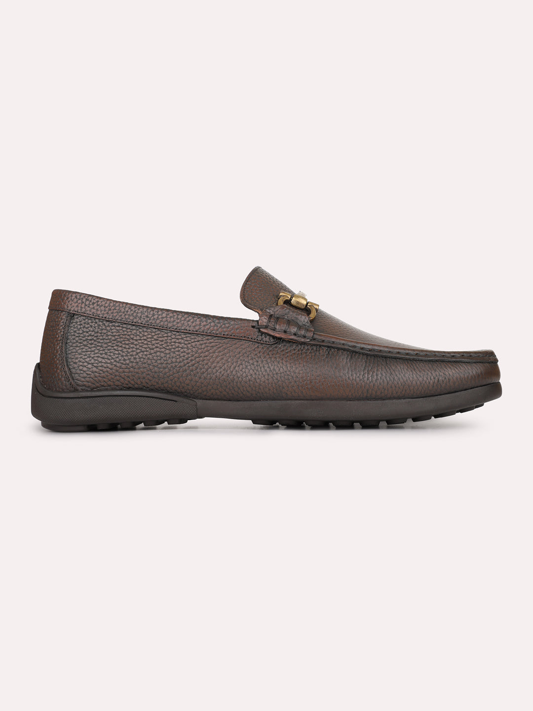 Mens Brown Casual Solid Square Toe Loafers