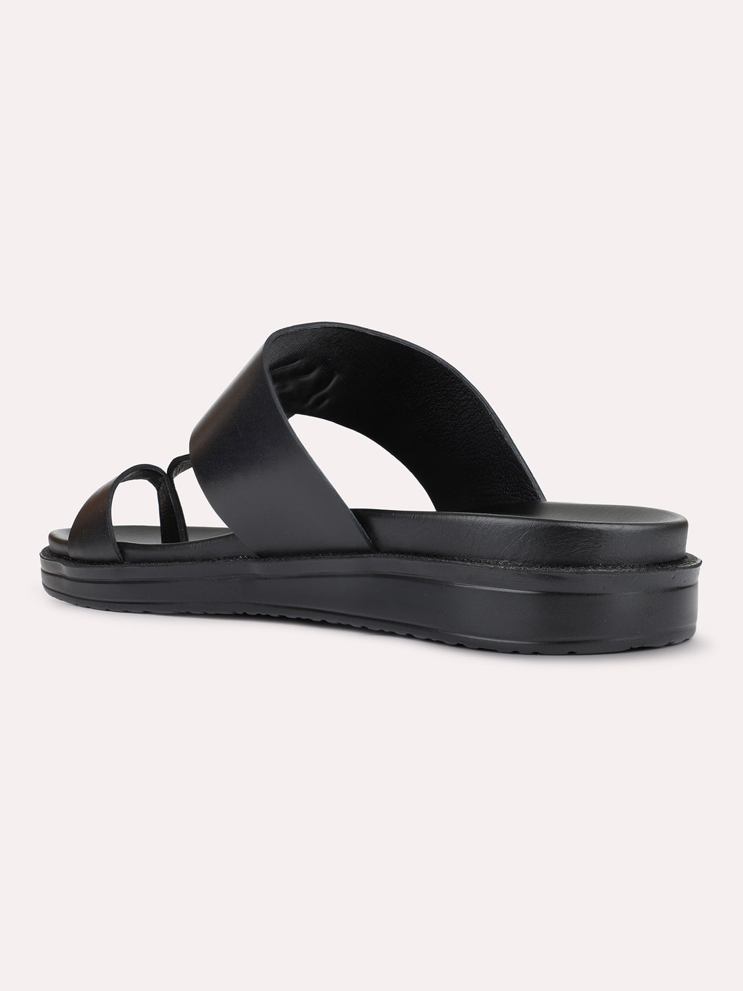 Mens Black Casual Solid Round Toe Slip-On Flats