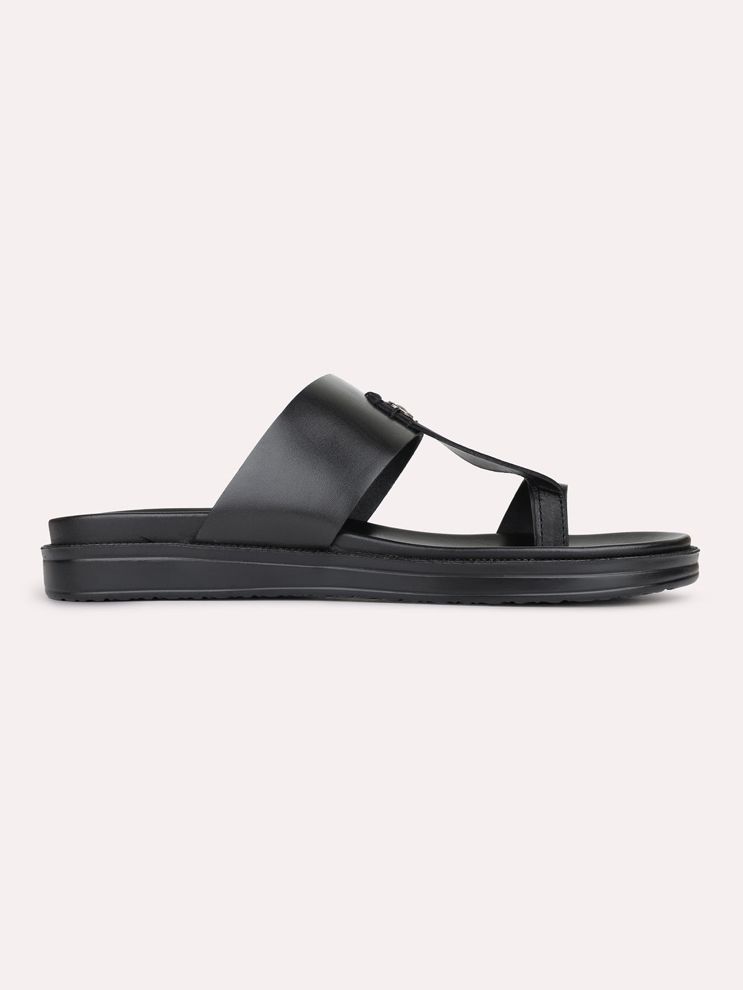 Mens Black Casual Solid Round Toe Slip-On Flats