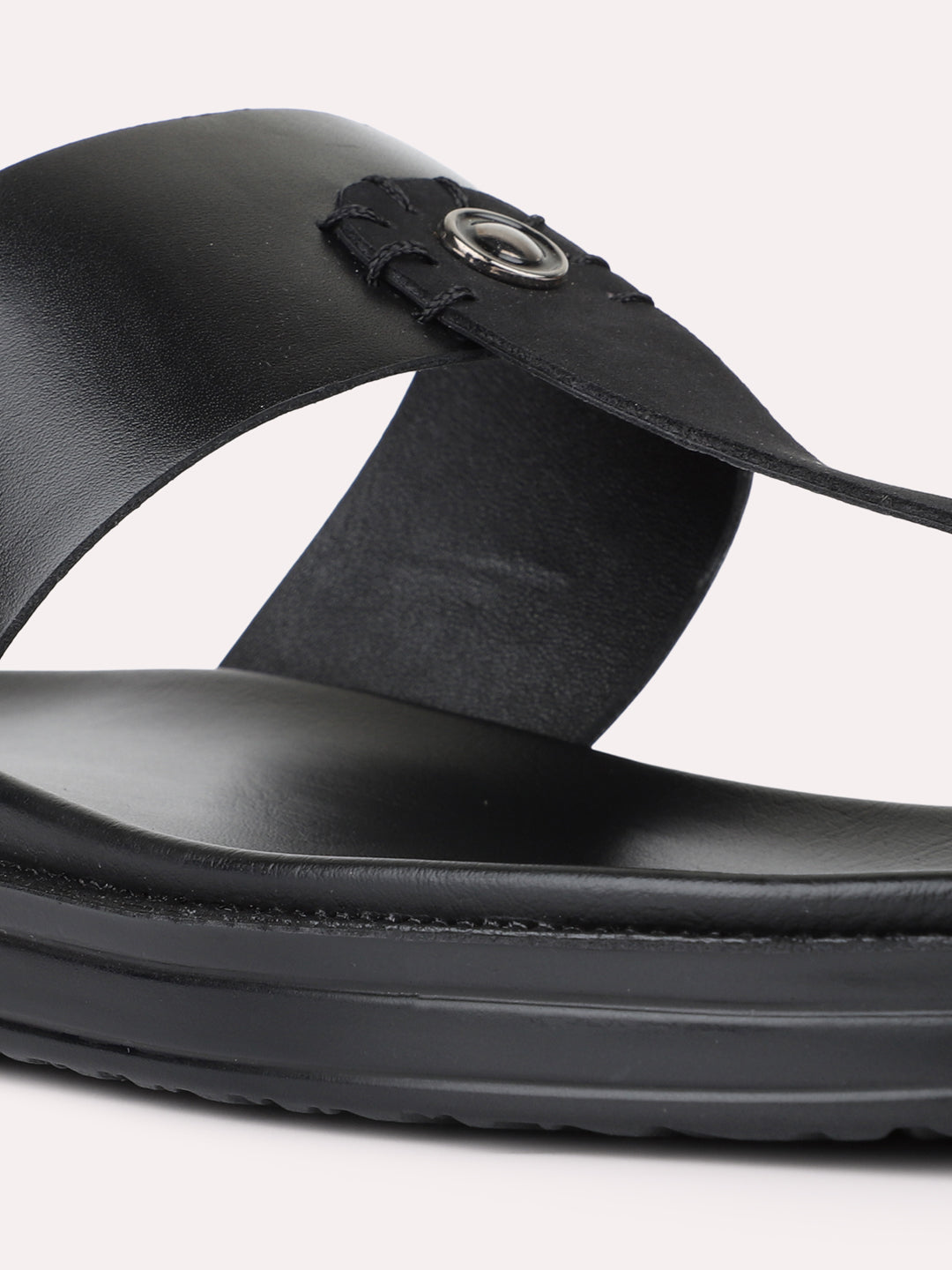 Mens Black Casual Solid Round Toe Slip-On Flats