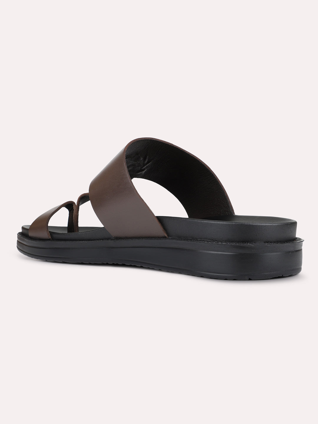 Mens Brown Casual Solid Round Toe Slip-On Flats