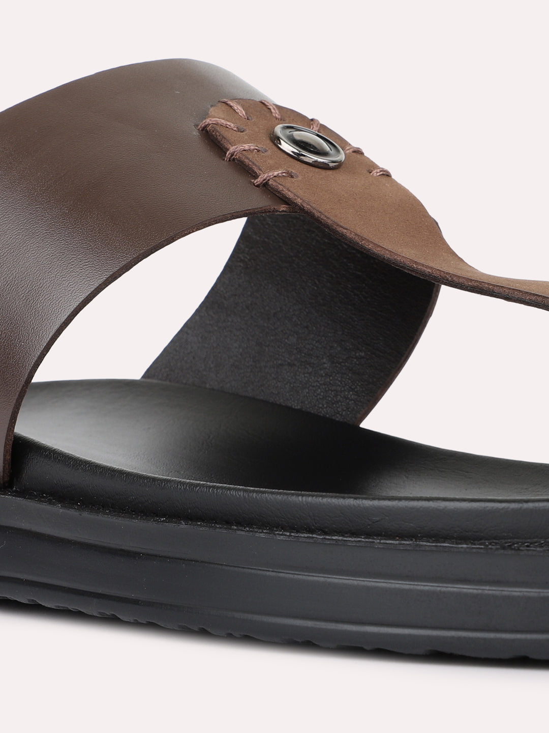 Mens Brown Casual Solid Round Toe Slip-On Flats