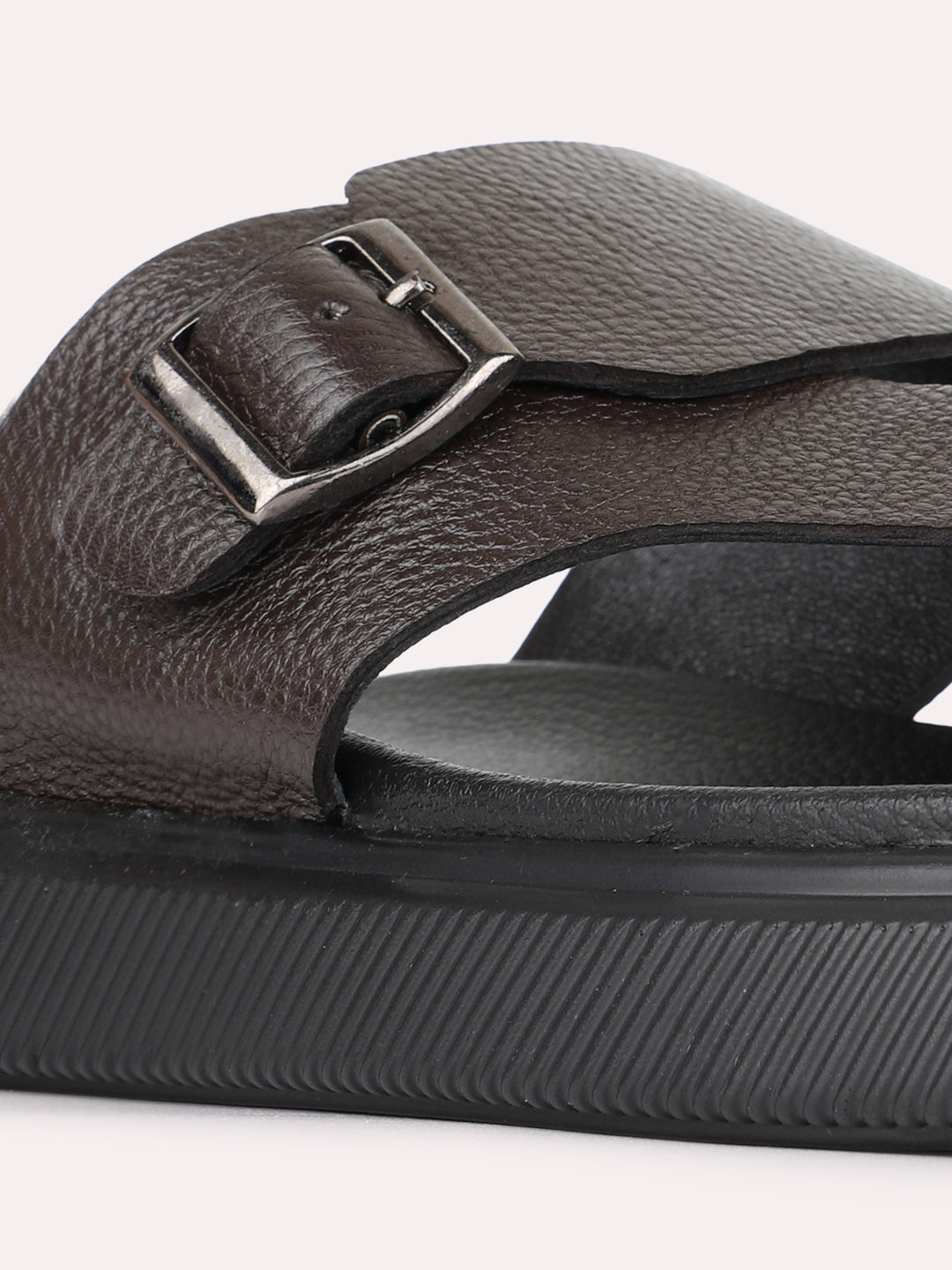 Mens Brown Casual Striped Round Toe Slip-On Flats