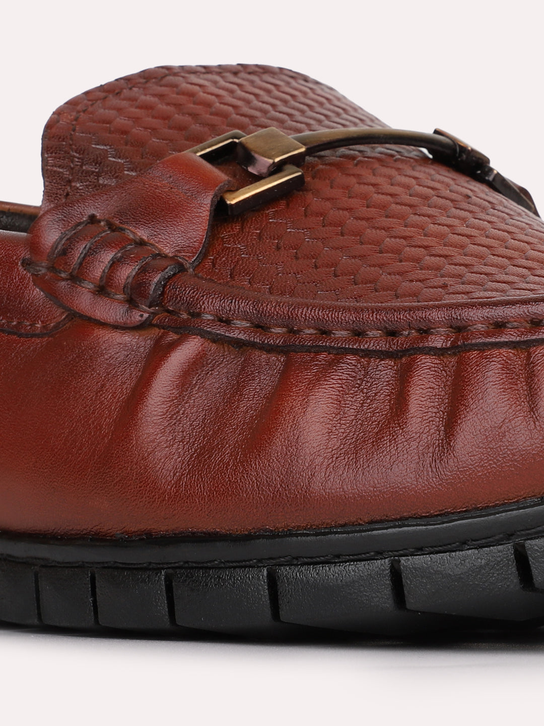 Mens Tan Casual Solid Pattern Square Toe Loafers