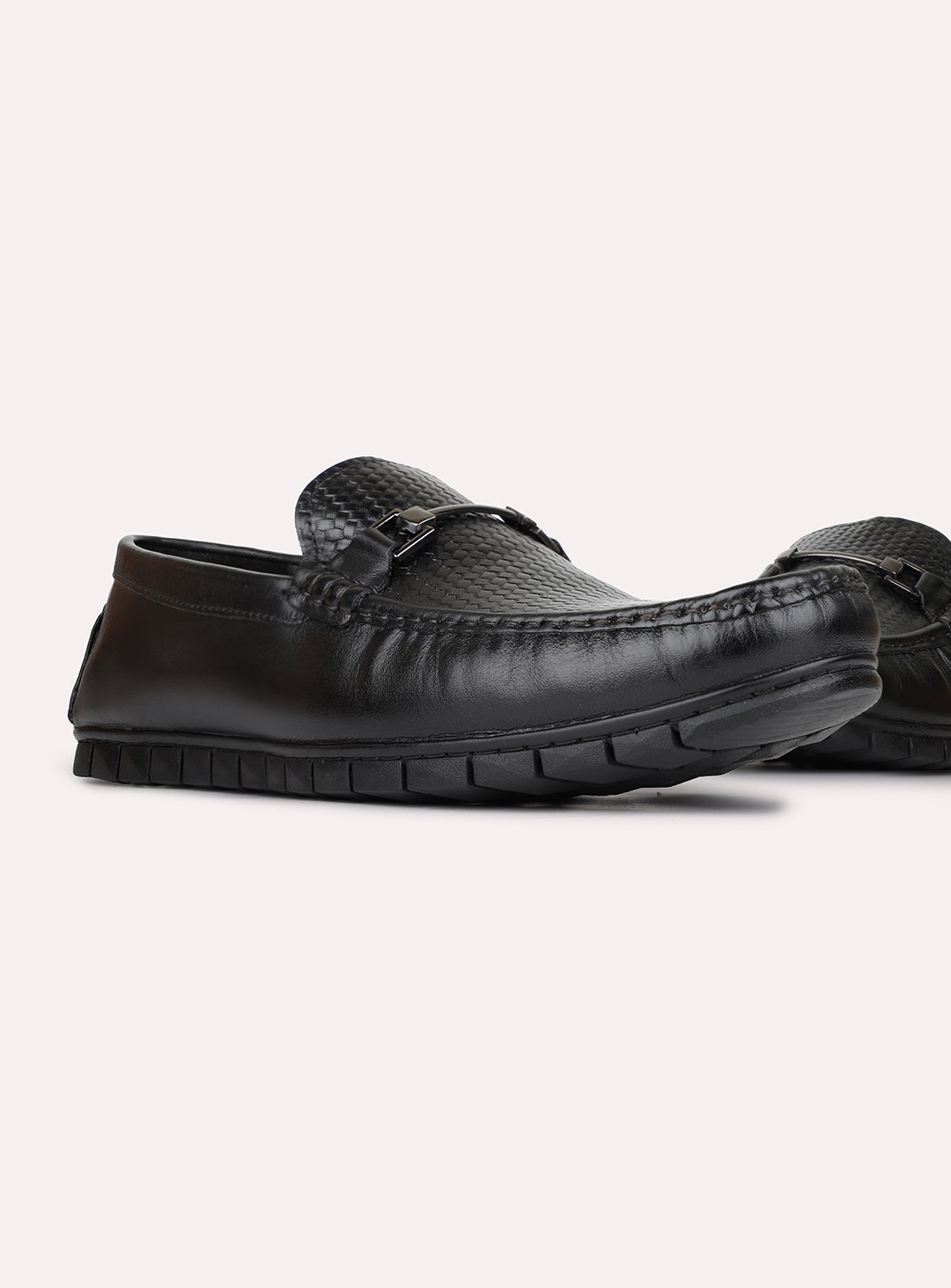Mens Black Casual Solid Square Toe Shape Loafers