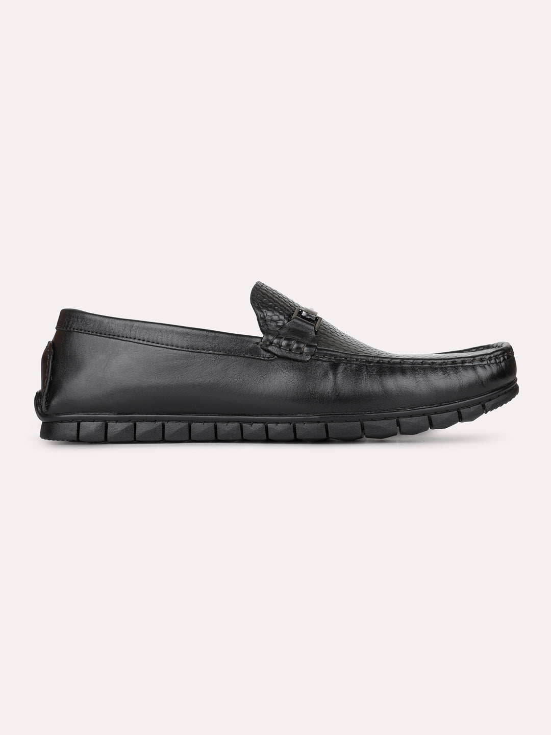 Mens Black Casual Solid Square Toe Shape Loafers