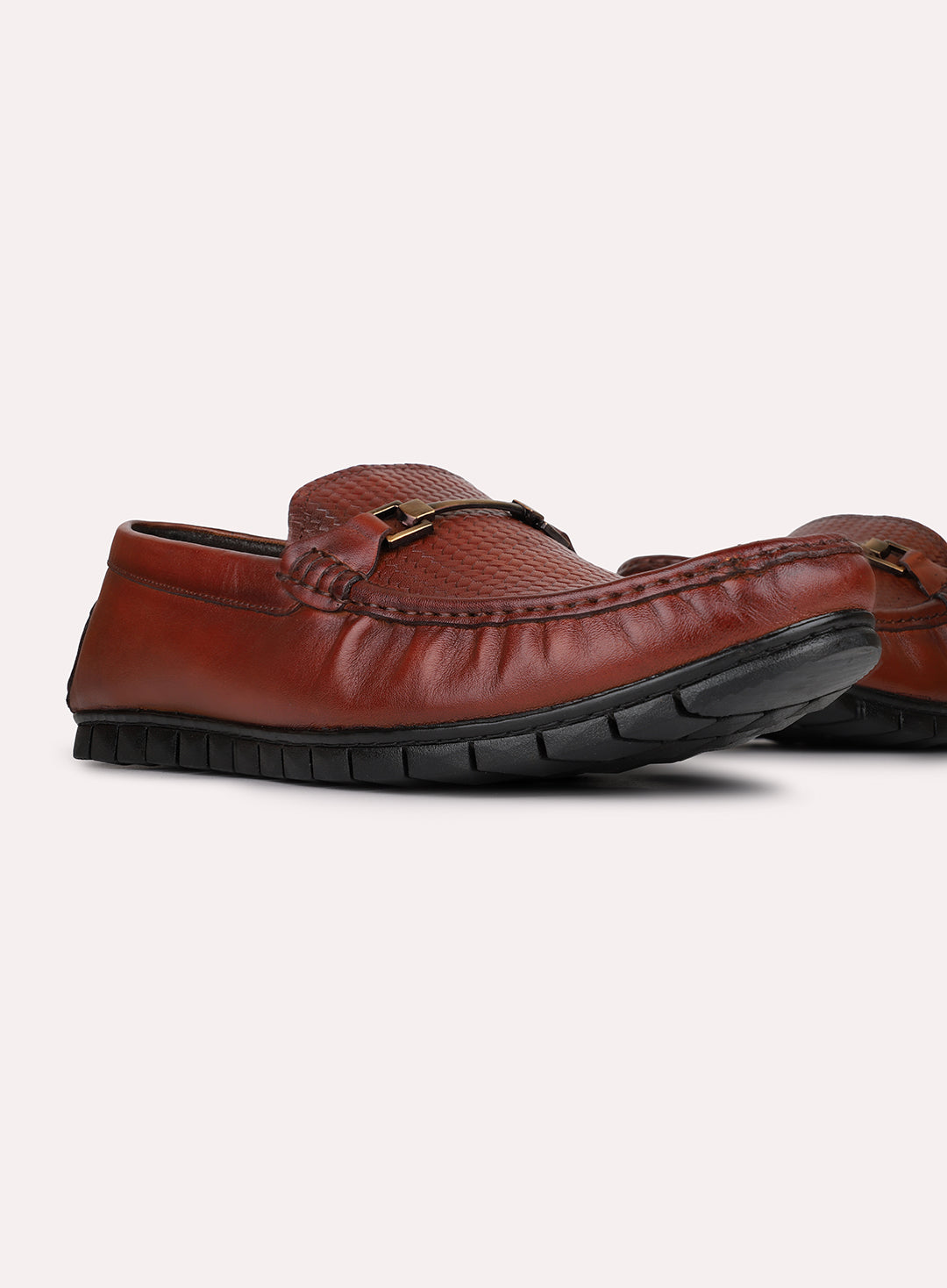 Mens Tan Casual Solid Square Toe Loafers