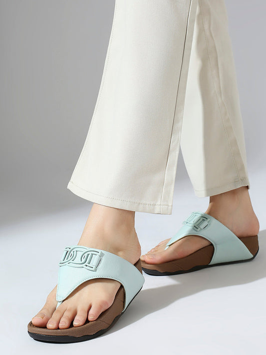 Women Blue Textured Comfort Heels