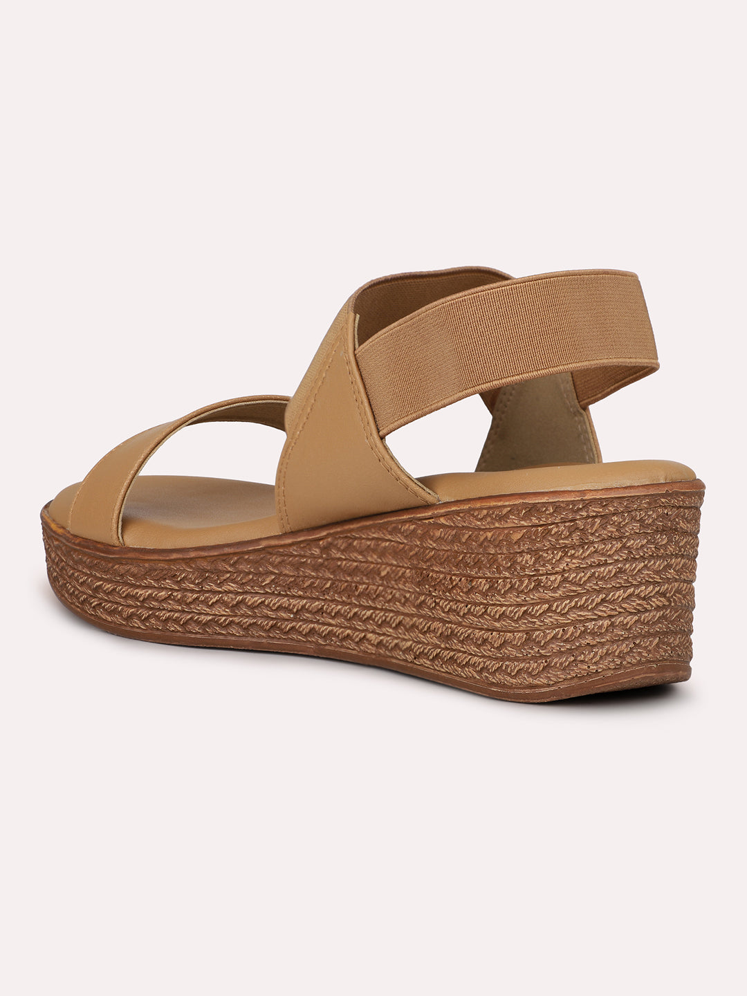 Women Beige Solid Wedge Heels With Backstrap