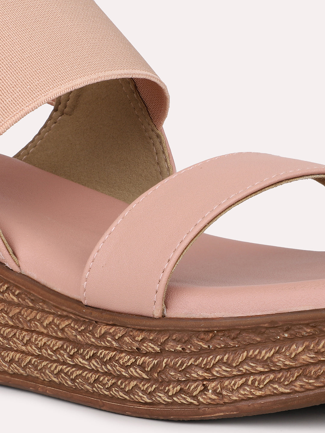 Women Peach Solid Wedge Heels With Backstrap