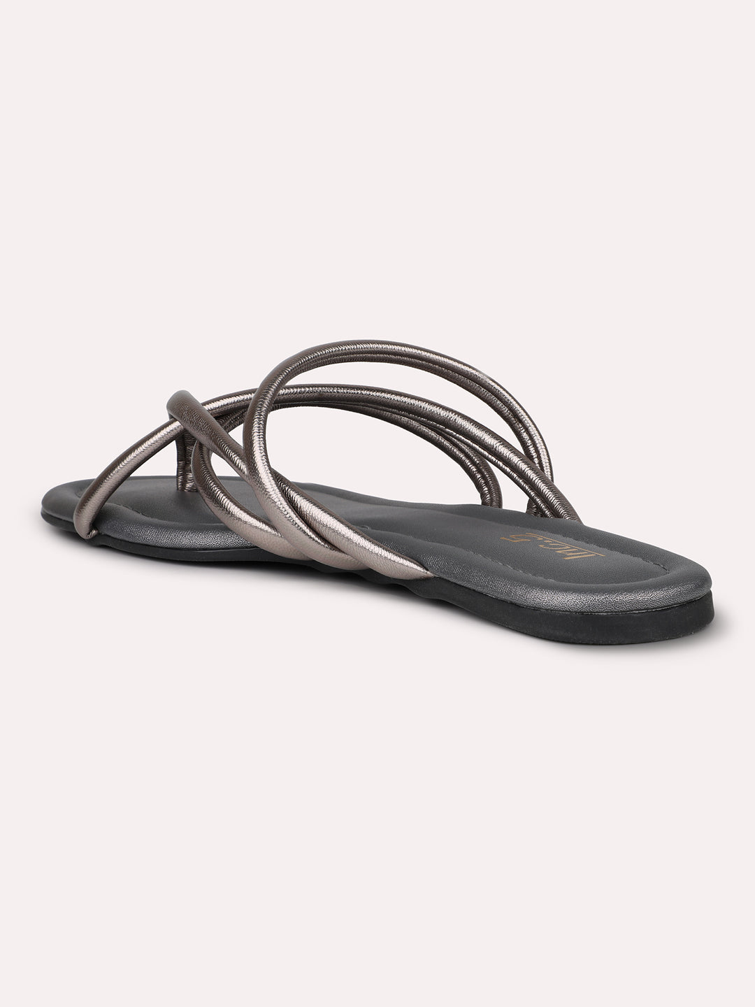 Women Pewter Strappy One Toe Flats