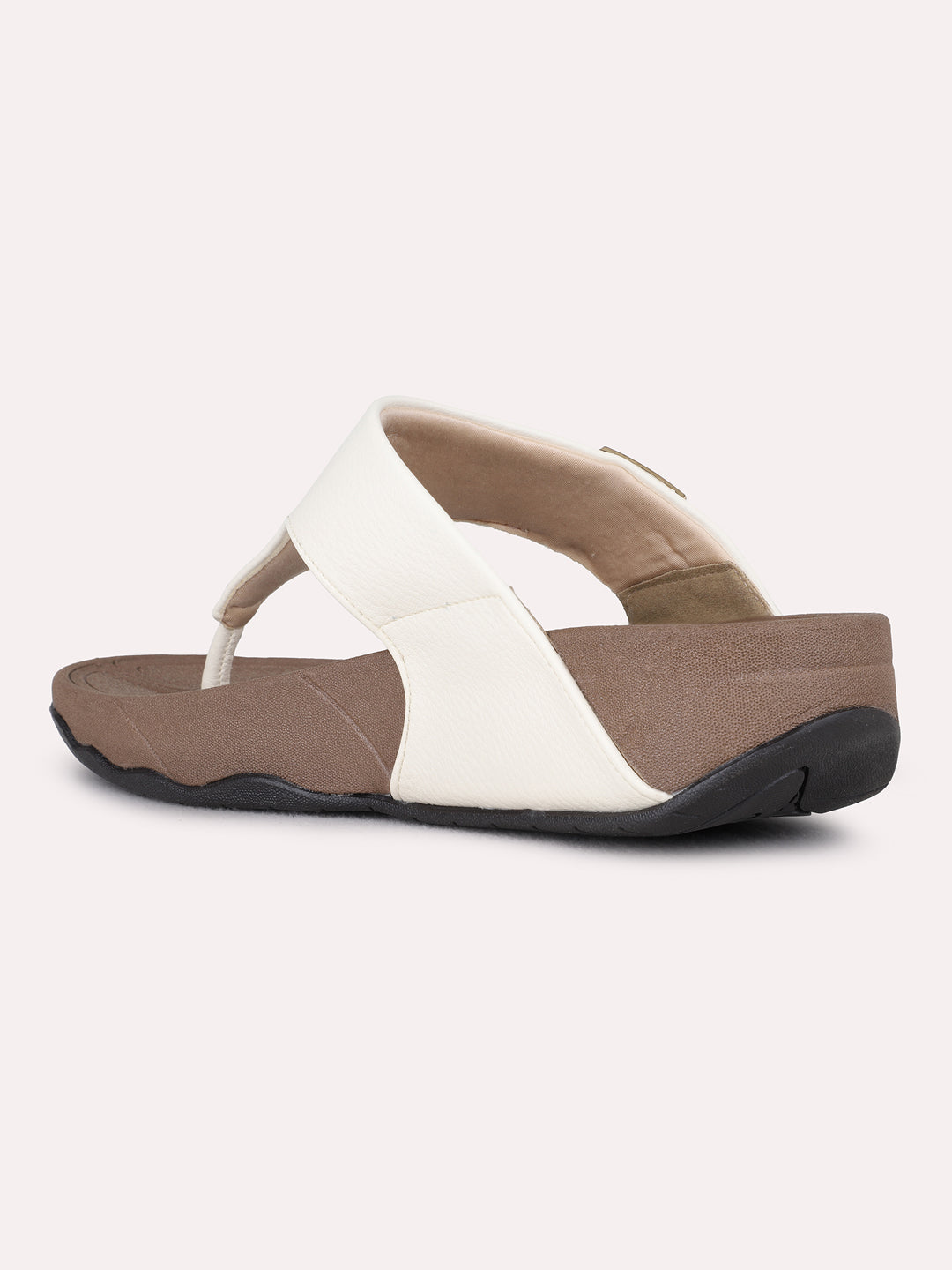 Womens Cream Casual Solid Round Toe Wedge Heels
