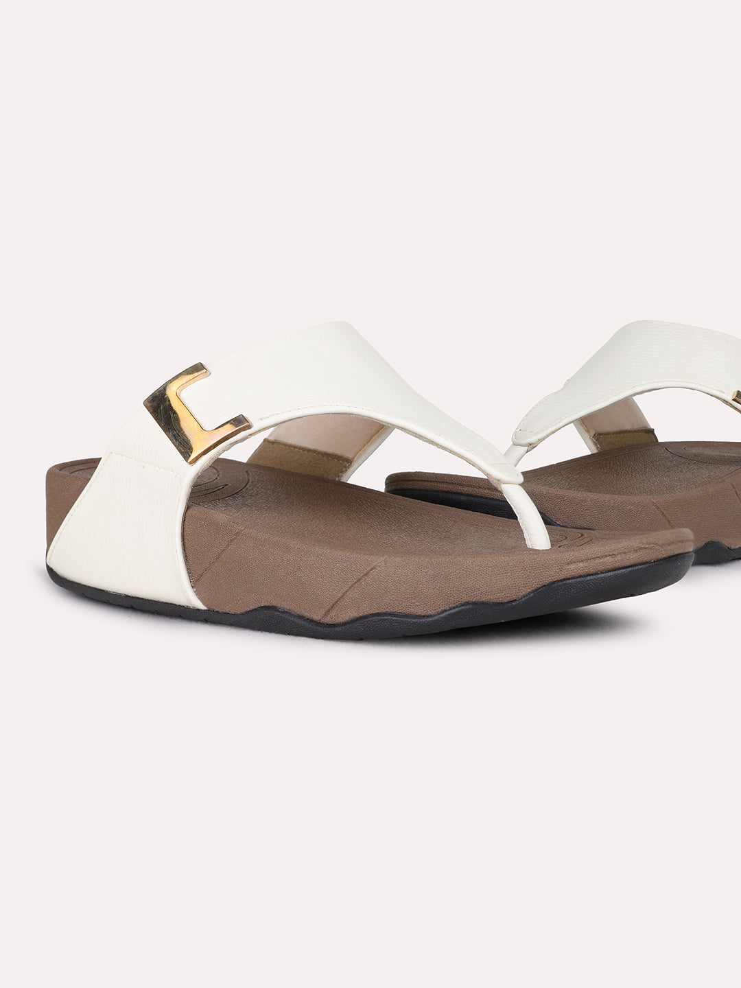 Womens Cream Casual Solid Round Toe Wedge Heels