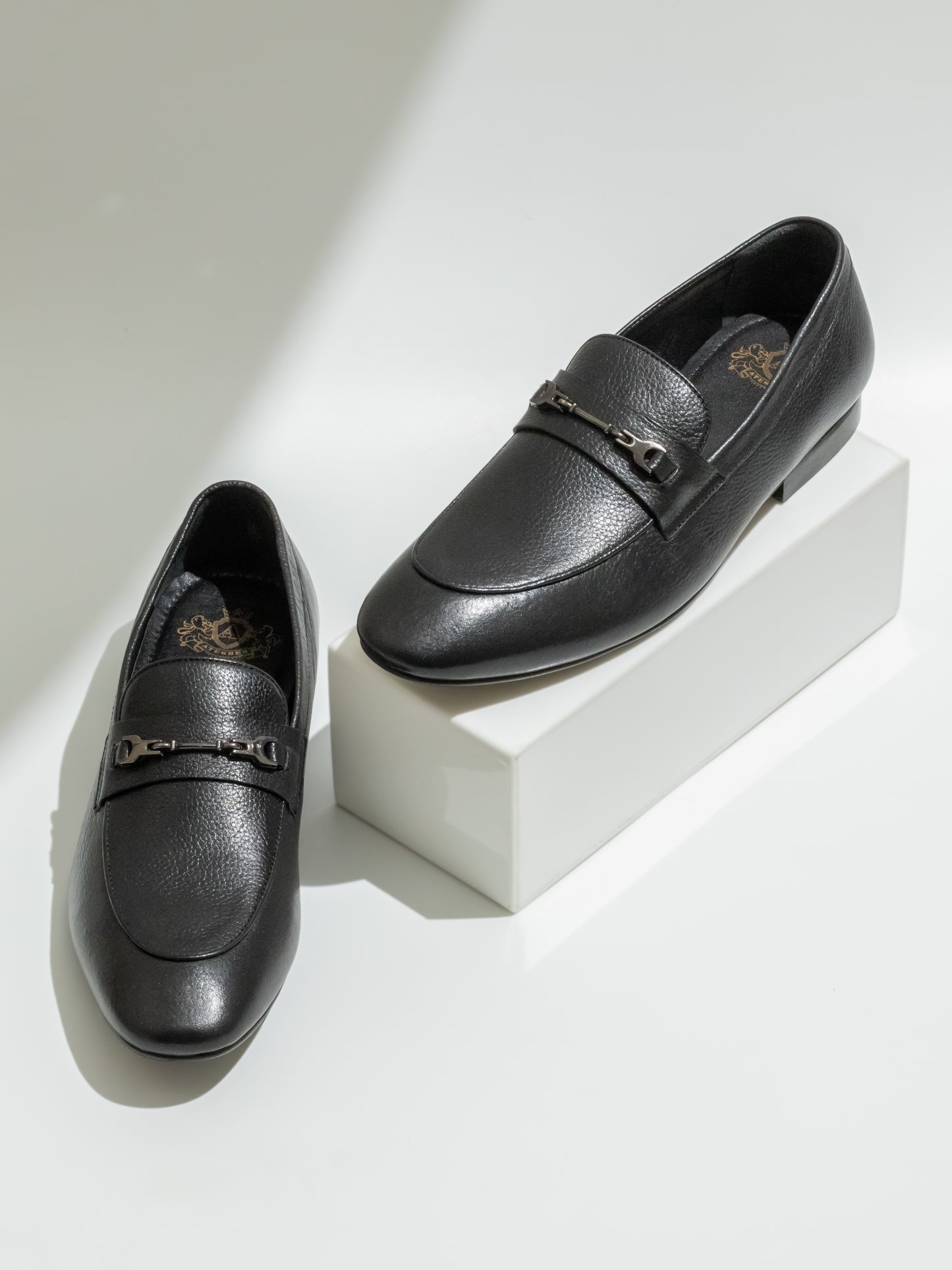 Atesber Black Formal Slipon With Buckle For Mens