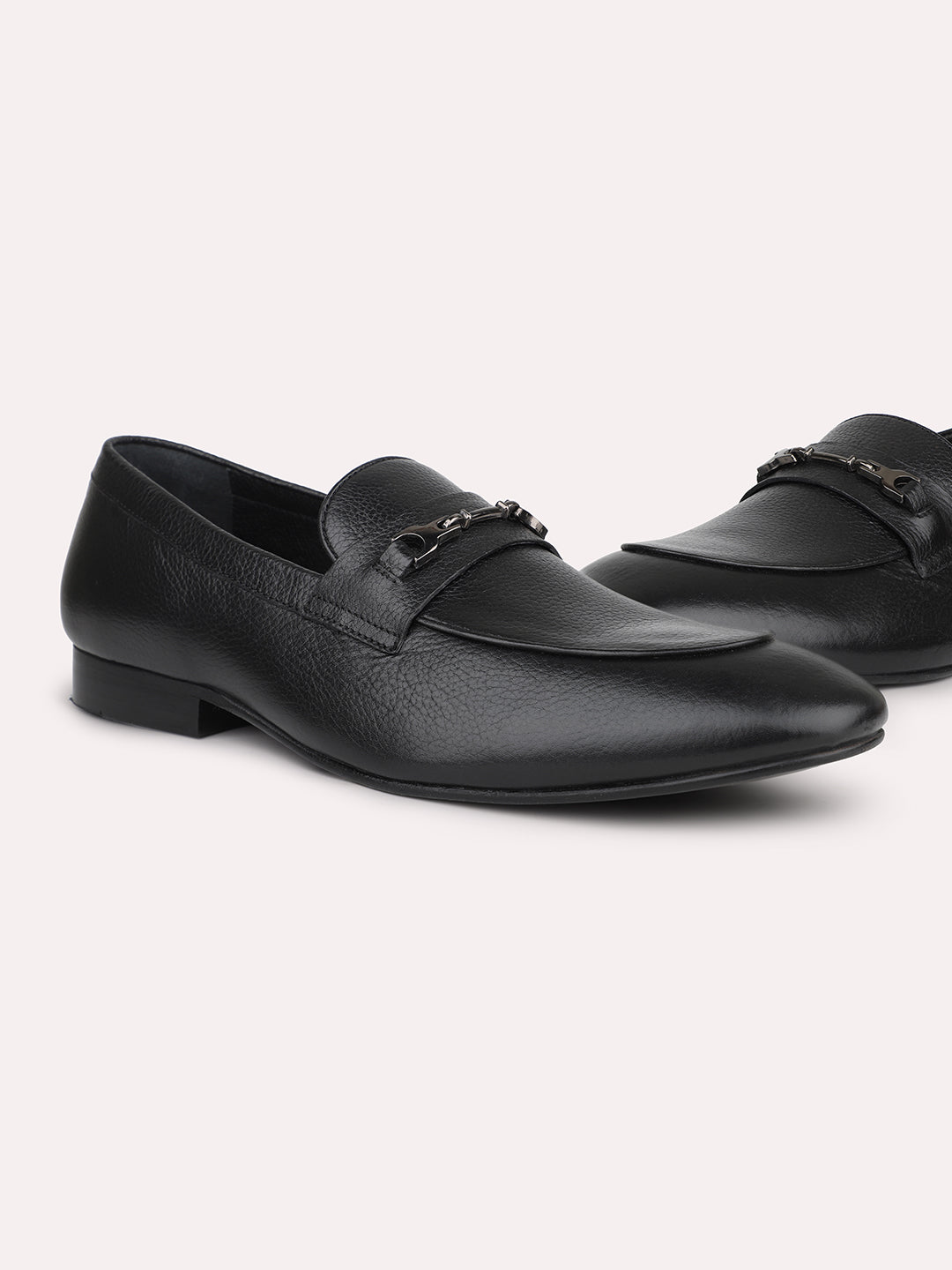 Atesber Black Formal Slipon With Buckle For Mens