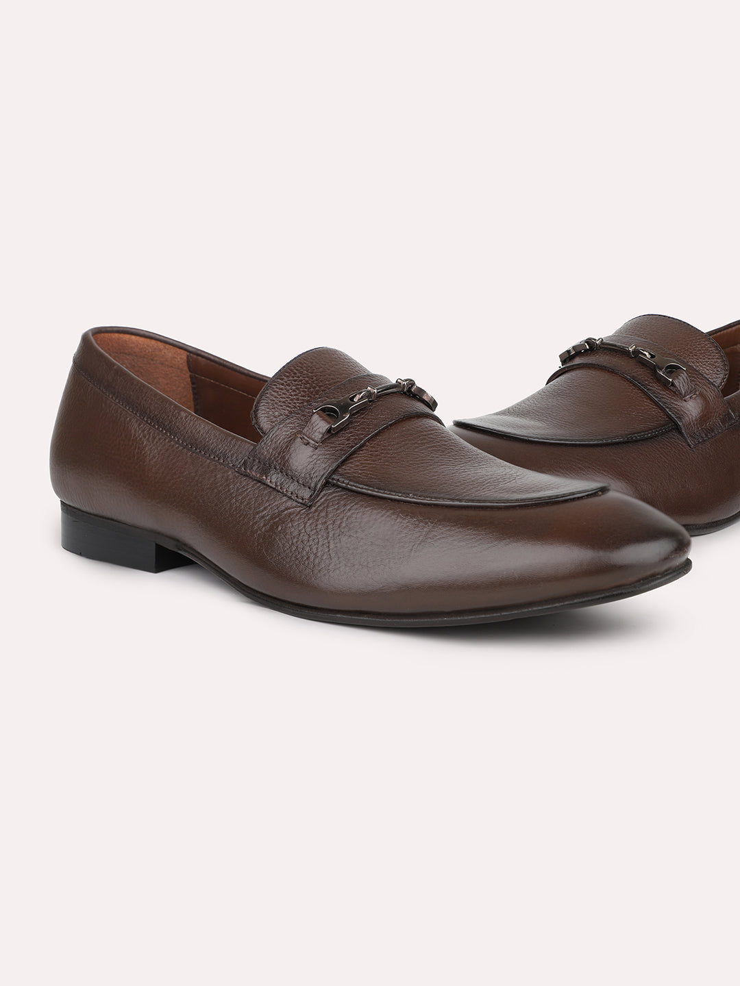 Atesber Brown Formal Slipon With Buckle For Mens