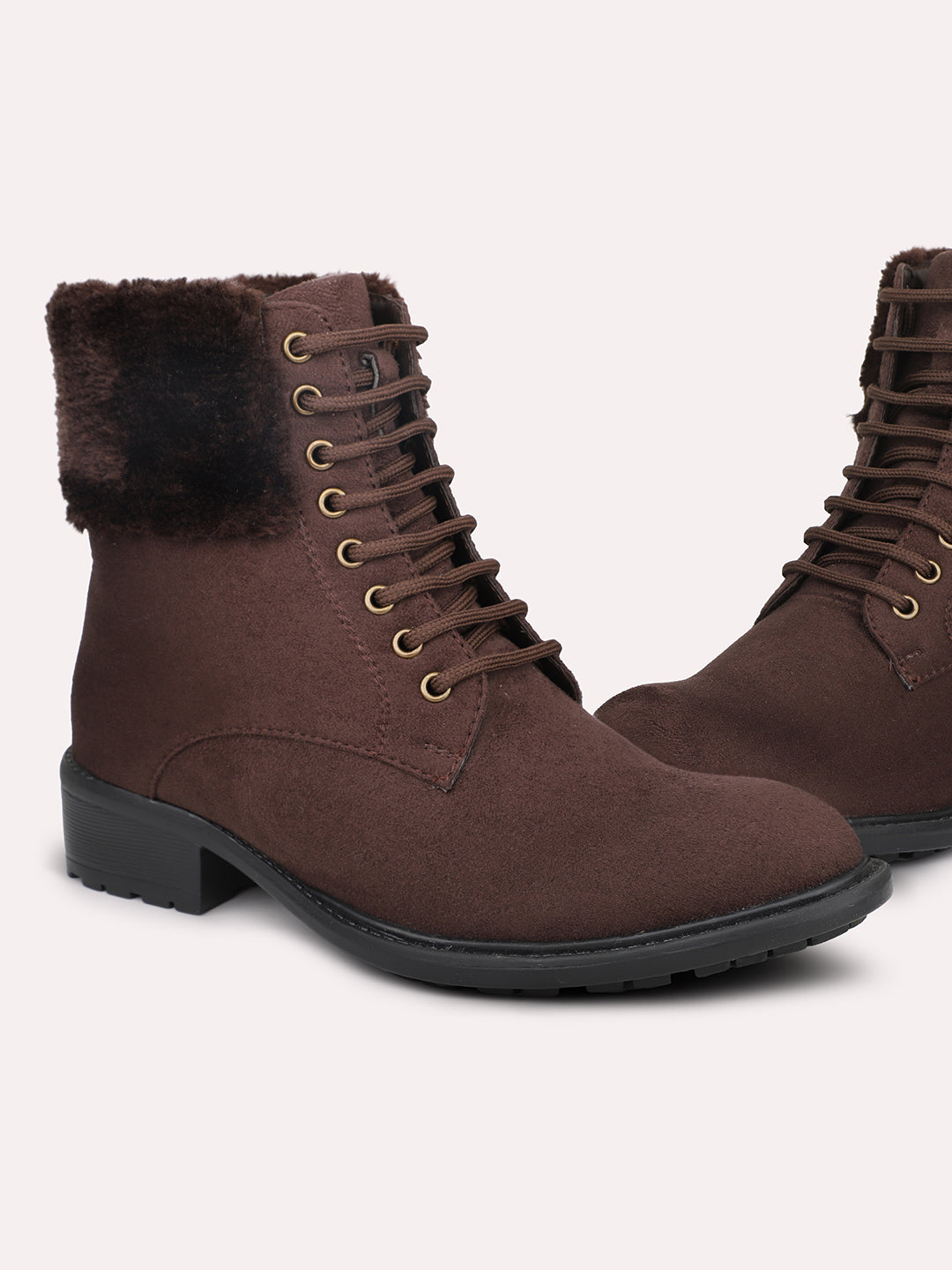 Women Brown Mid Top Heel Regular Boots