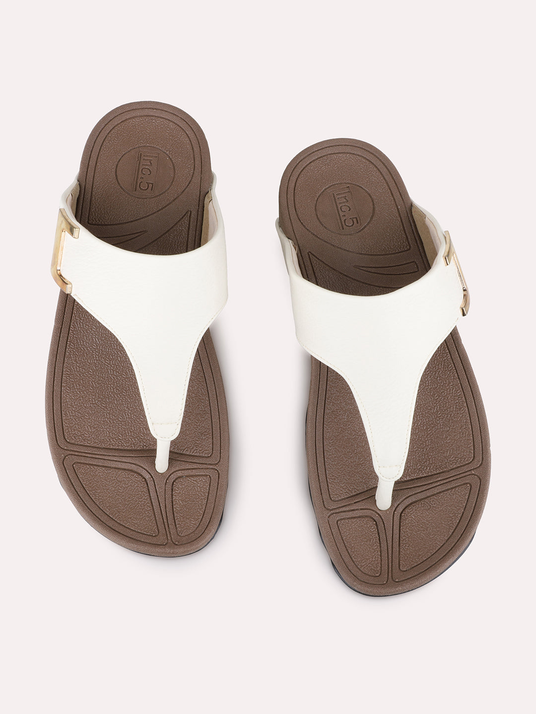 Womens Cream Casual Solid Round Toe Wedge Heels