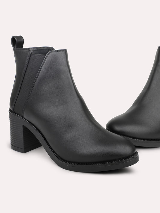 Women Black Block Heel Boots