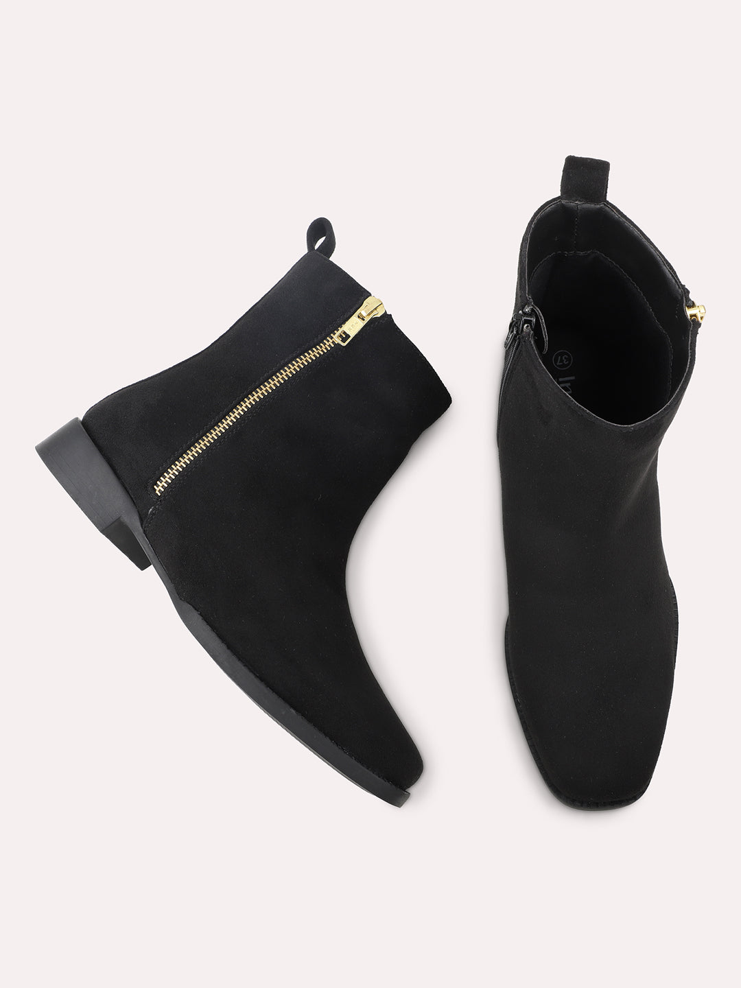 Buy Now Women Black Mid Top Suede Boots