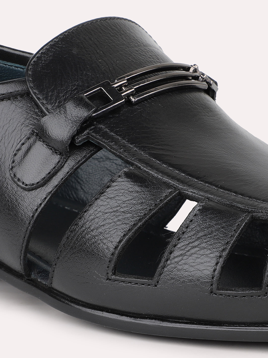 Men Black Leather Shoe Style Formal Sandal