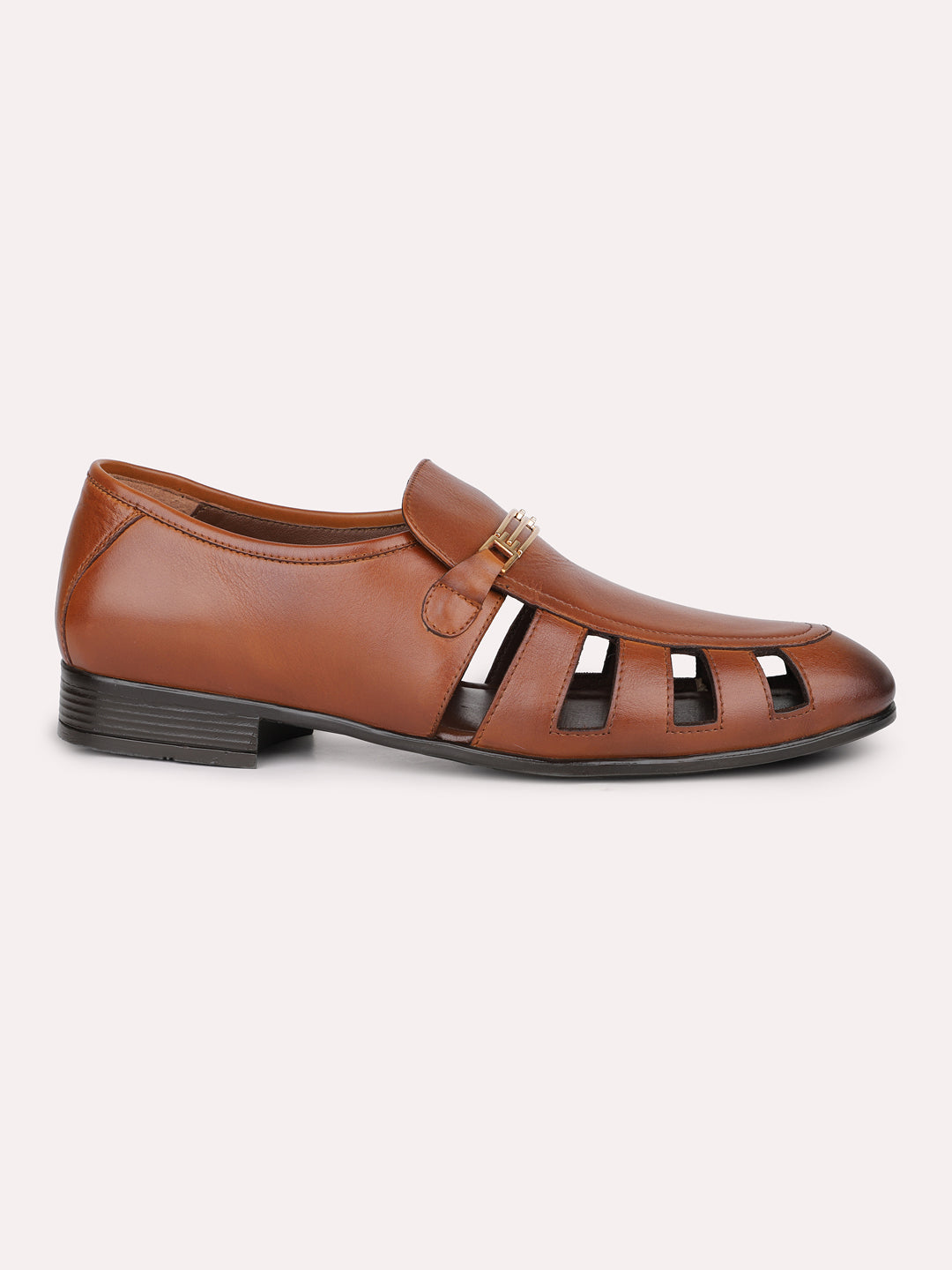 Men Black Leather Shoe Style Formal Sandal