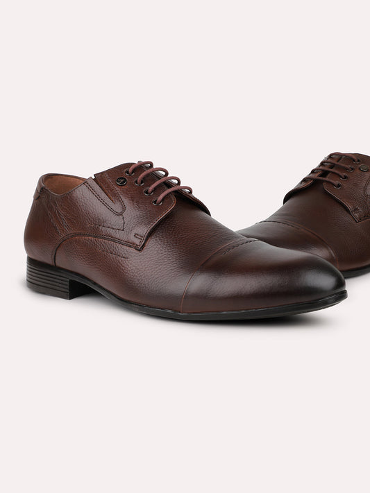 Men Tan Formal Lace-Up Derby Shoes