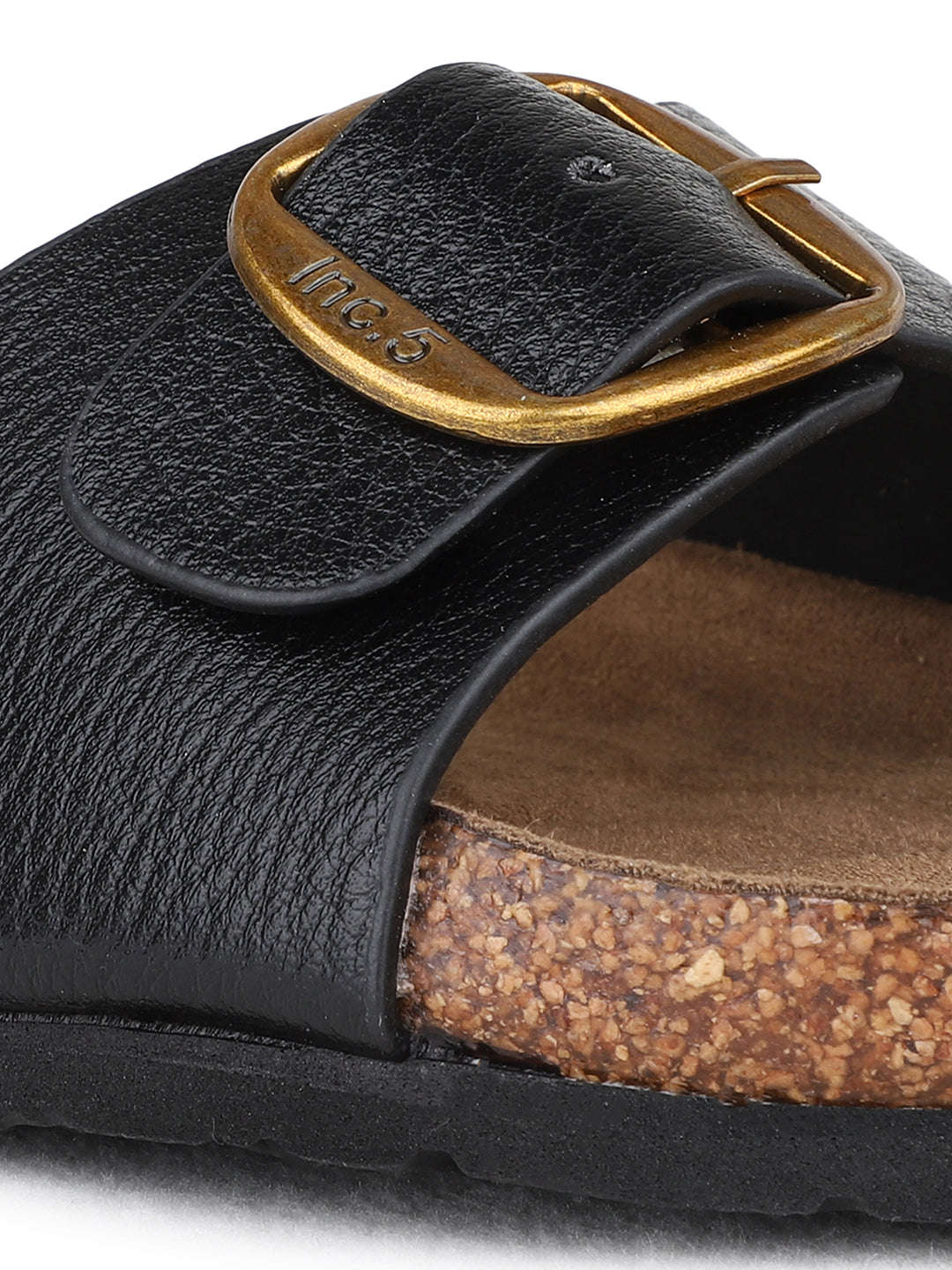Womens Black Casual Solid Pattern Open Toe Flat Slip-Ons