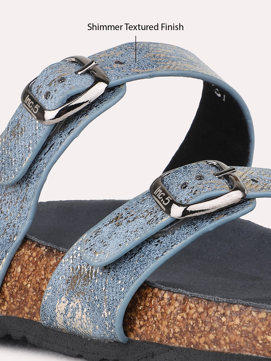 Womens Blue Casual Solid One Toe Flats