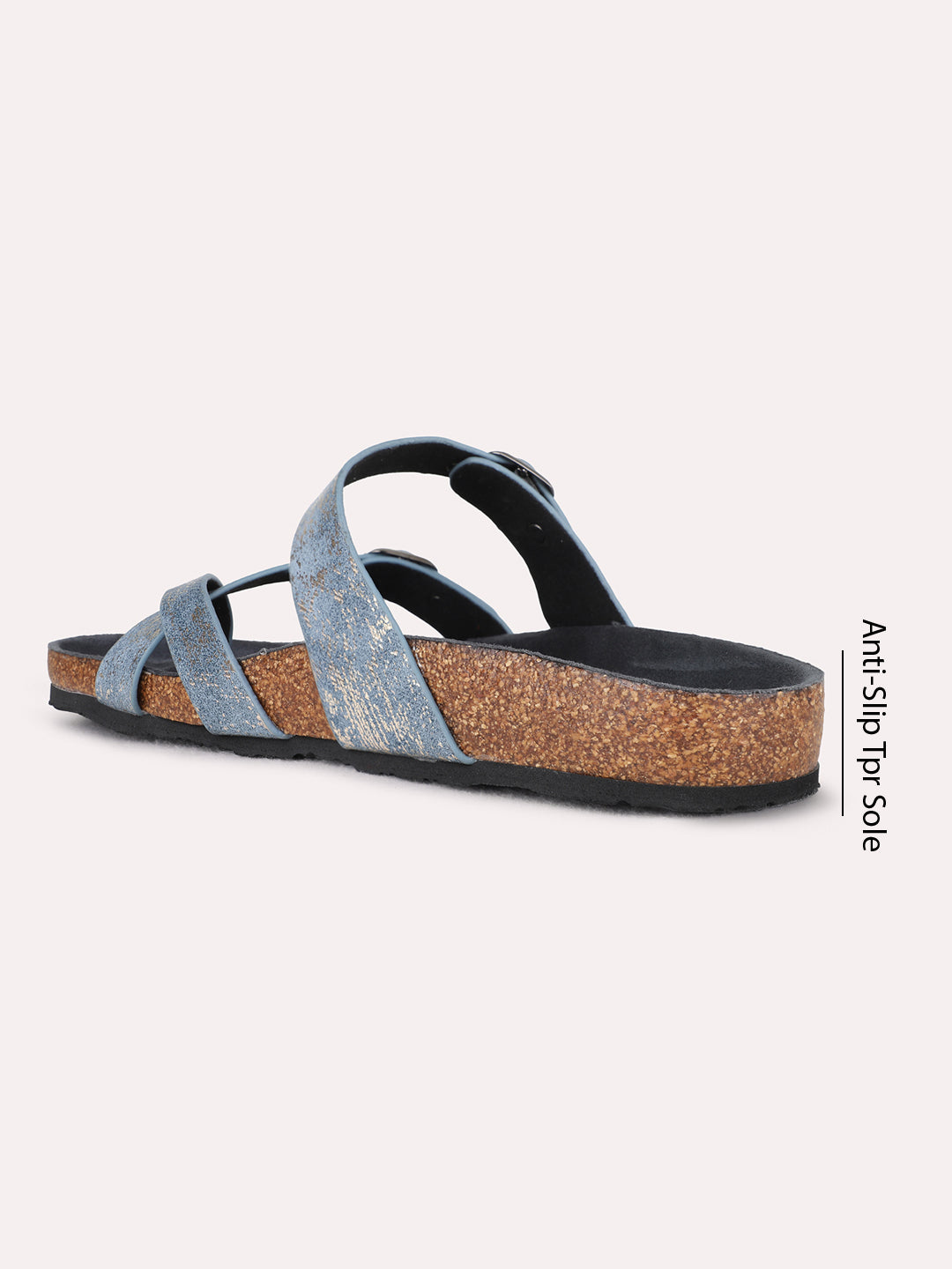 Womens Blue Casual Solid One Toe Flats