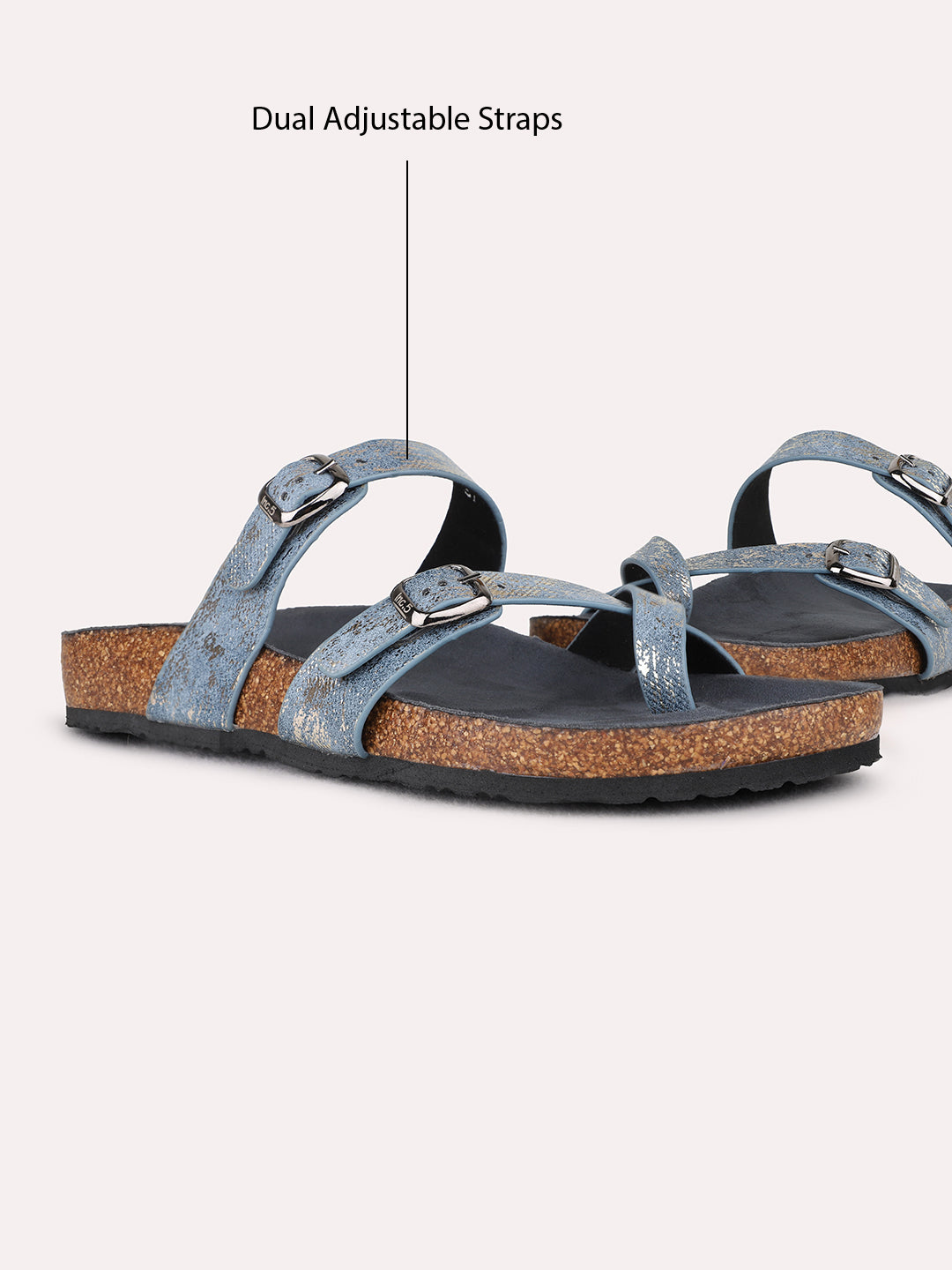 Womens Blue Casual Solid One Toe Flats