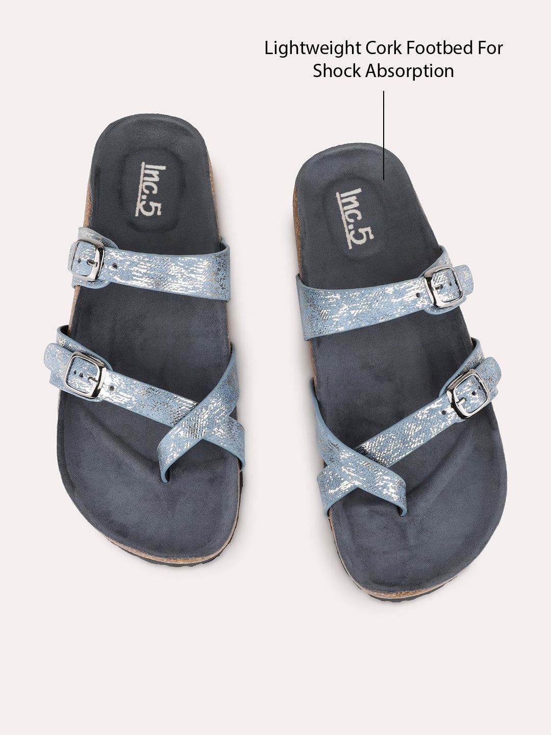 Womens Blue Casual Solid One Toe Flats