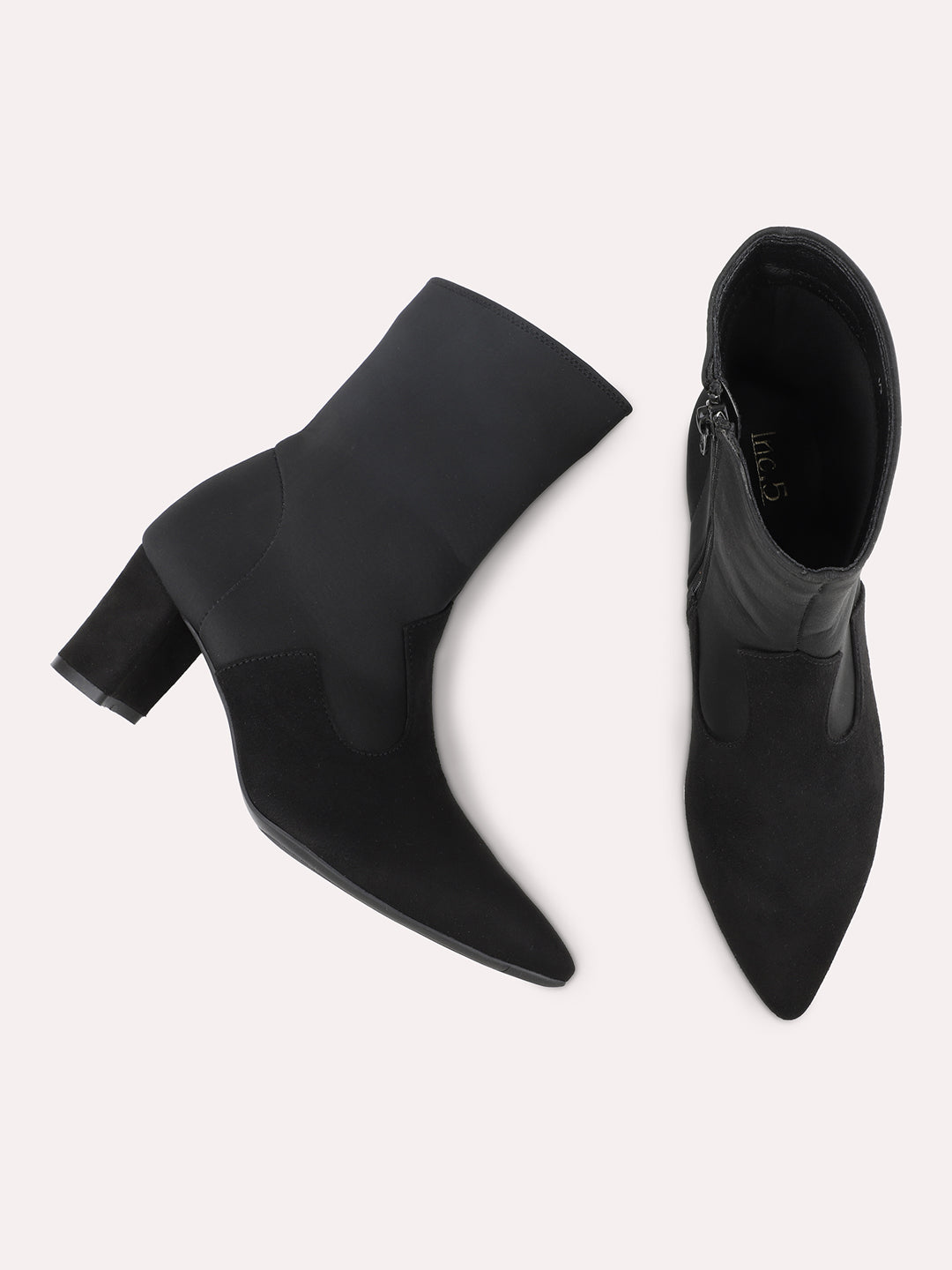 Women Black Block Heeled Boots