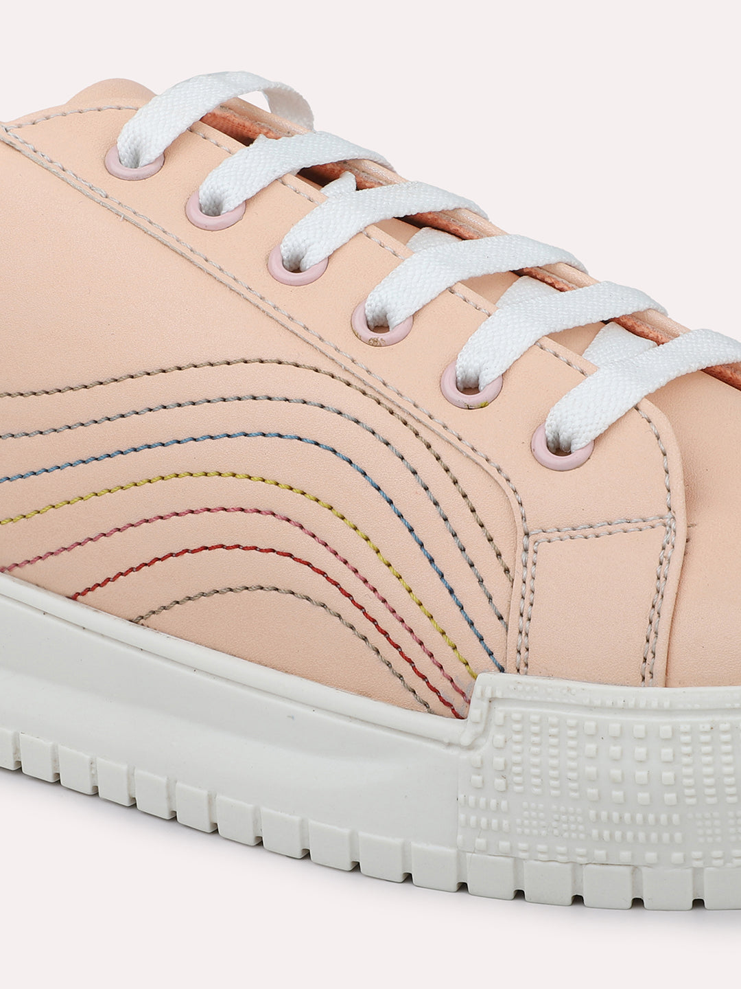Women Peach Solid Casual Sneakers