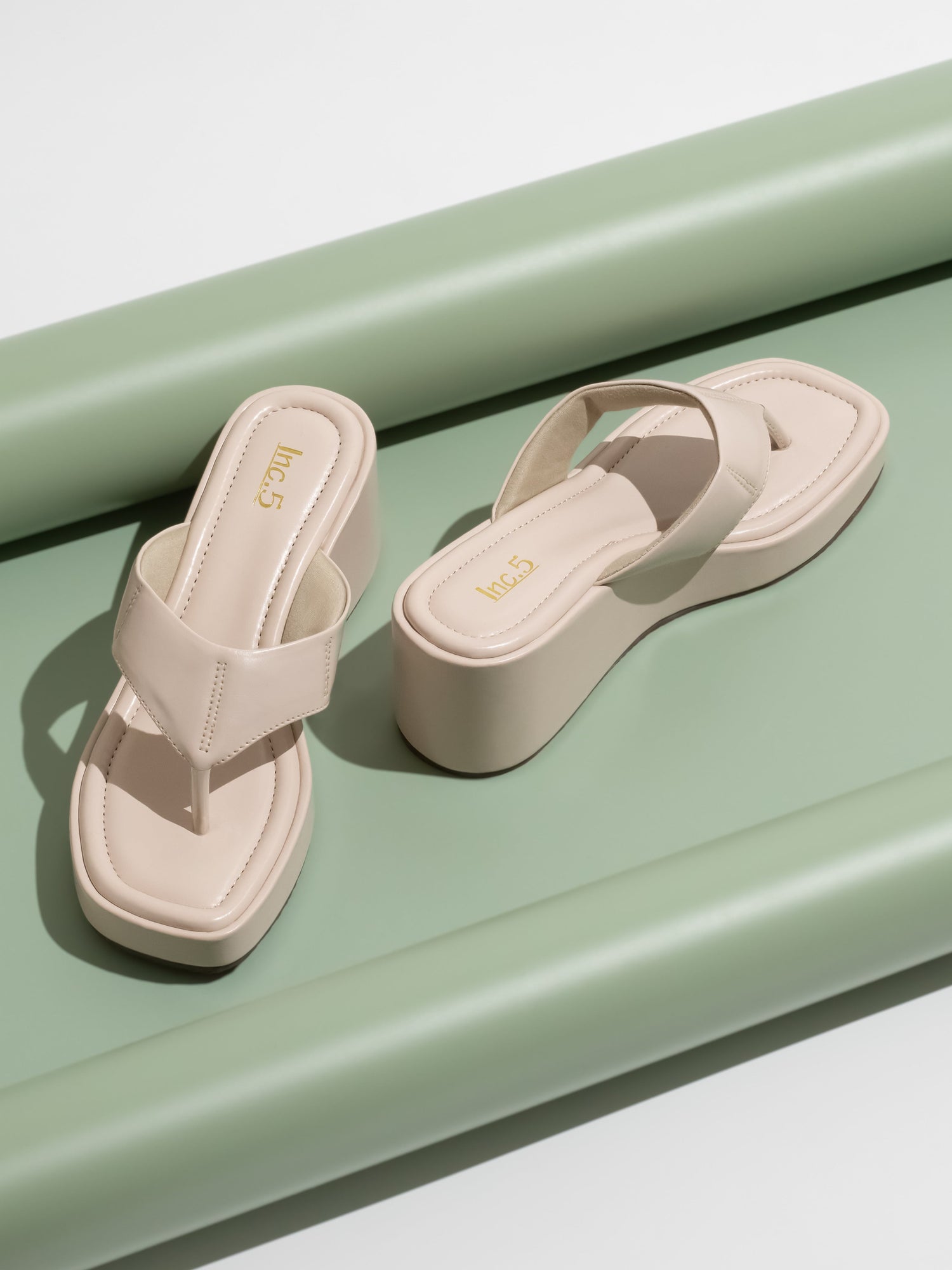 Women Cream Solid Open Back Open Toe Wedges